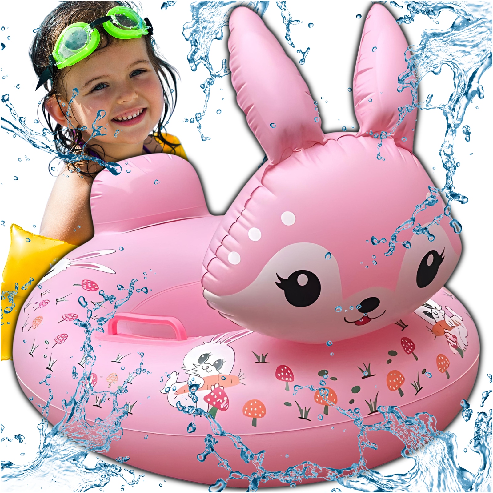 KOŁO DMUCHANE Z SIEDZISKIEM DO PŁYWANIA MATERAC DO WODY DLA DZIECI KRÓLIK