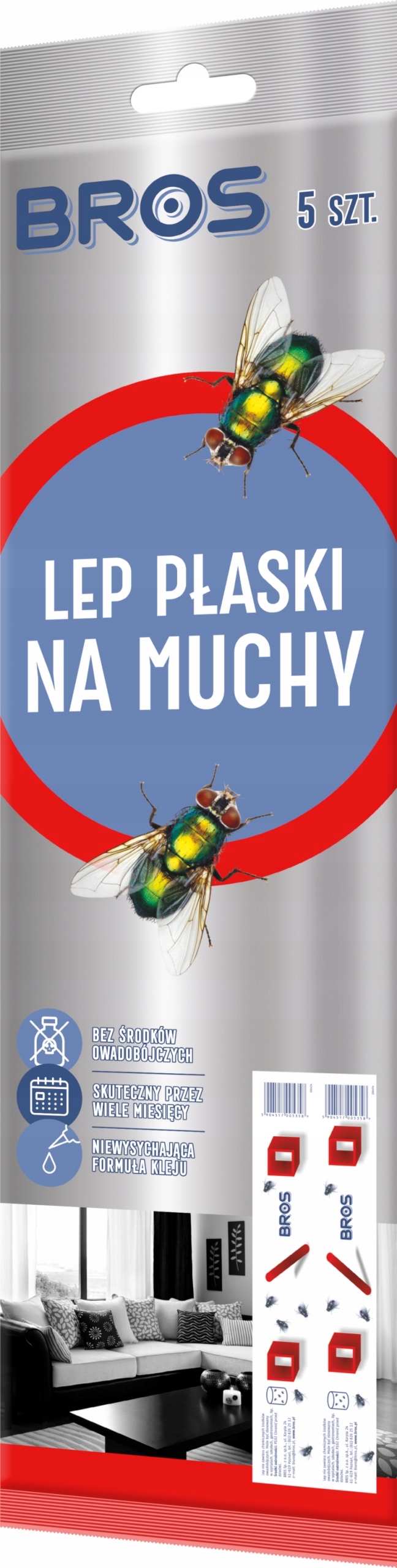 

Lep Płaski Na Muchy 5 Sztuk Bros