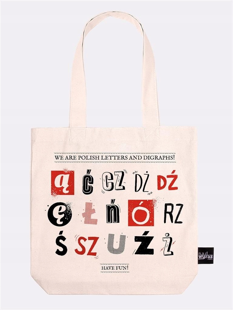 TORBA BAWEŁNIANIA ECRU POLSKIE LITERKI