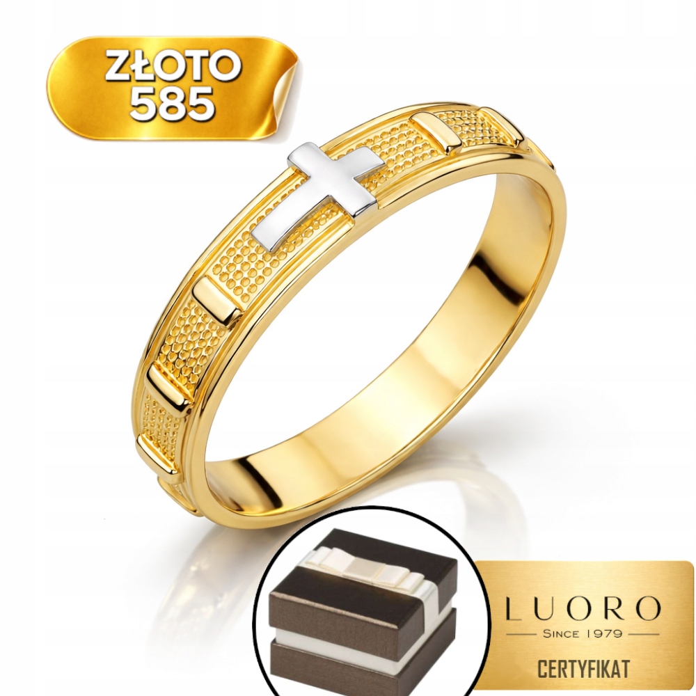 Prstýnek 585 14K Růženec Dvoubarevný, Šířka Cca 3,6 MM R17