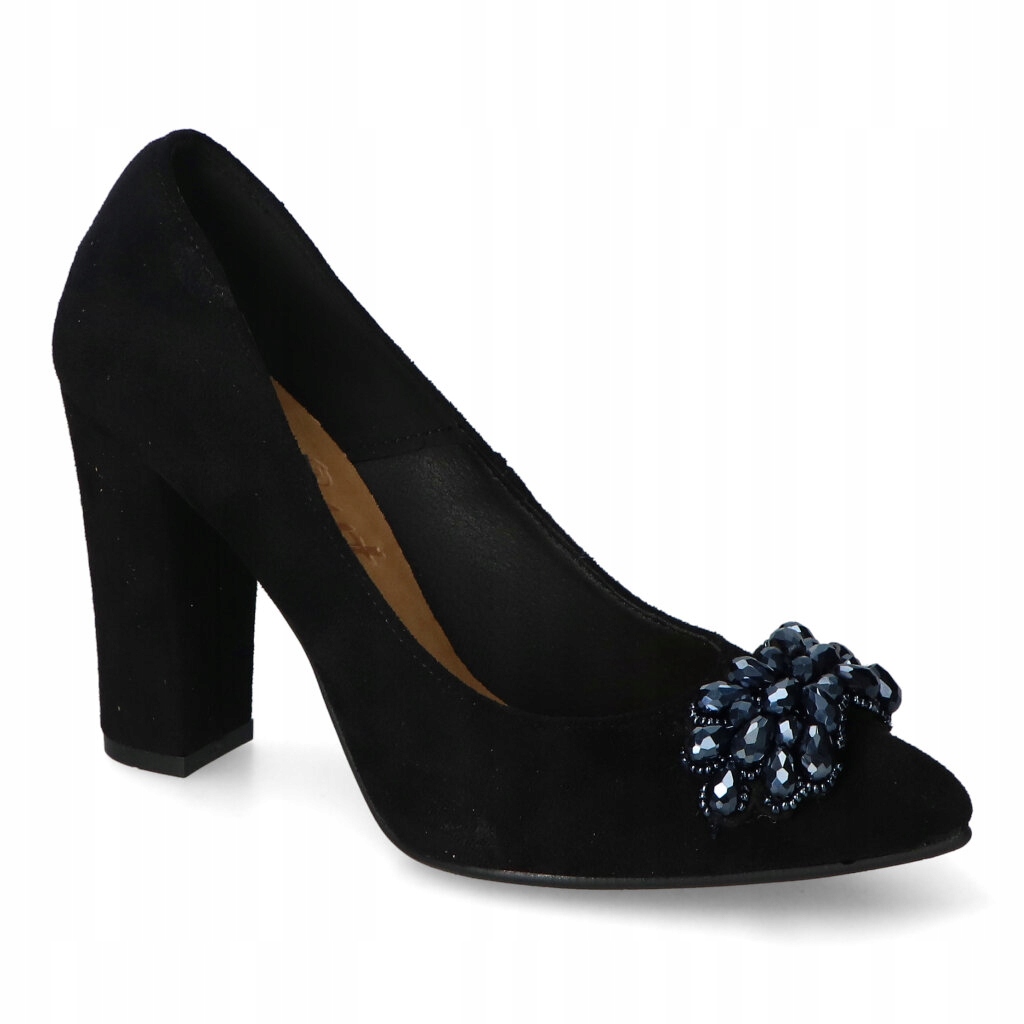 Dámské lodičky For-but Černé Semišové s ozdobou 37