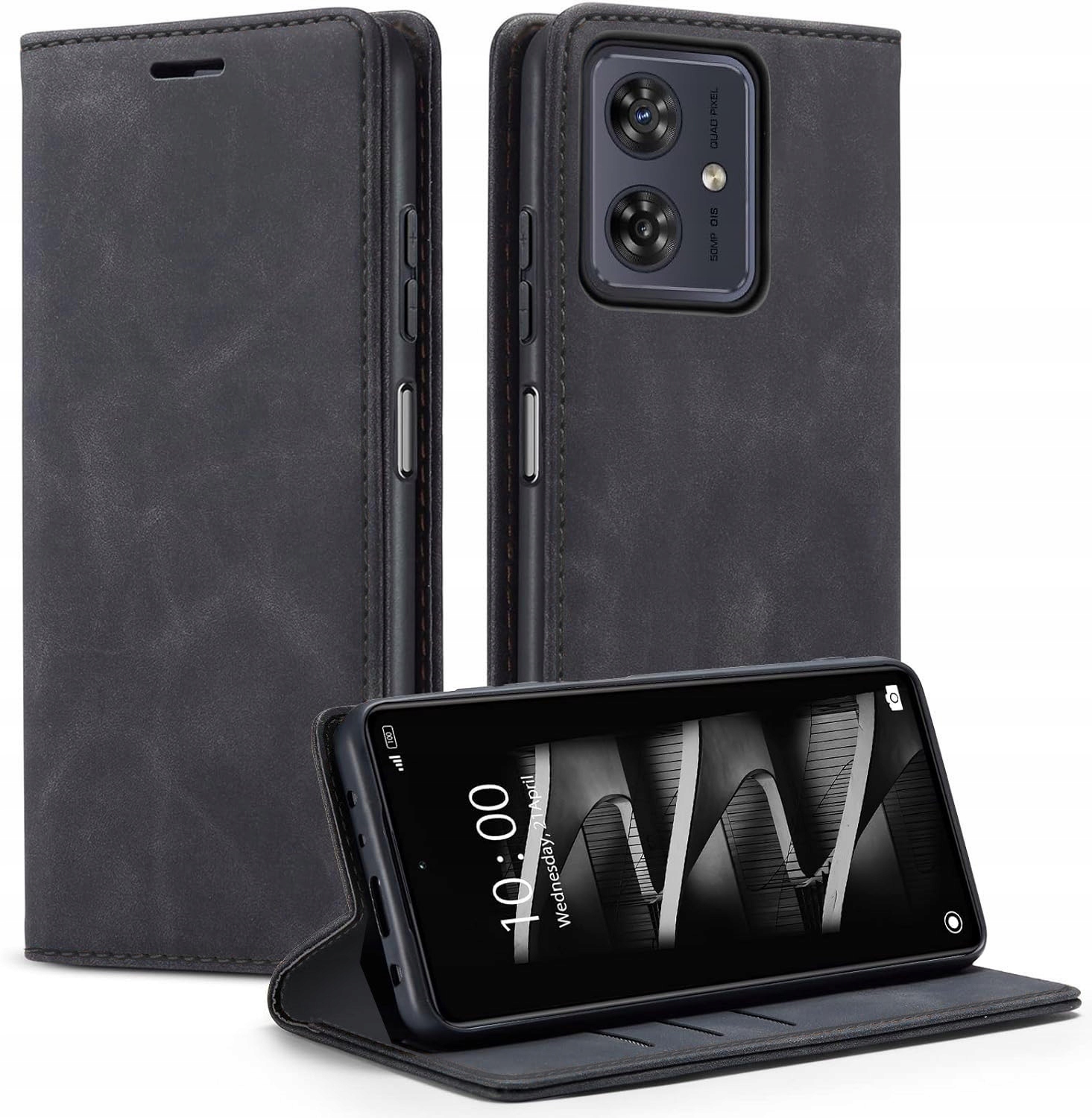 ETUI SKÓRZANE MAGNETYCZNE DO MOTOROLA MOTO G54 5G / Power Edition +SZKŁO Stan opakowania oryginalne