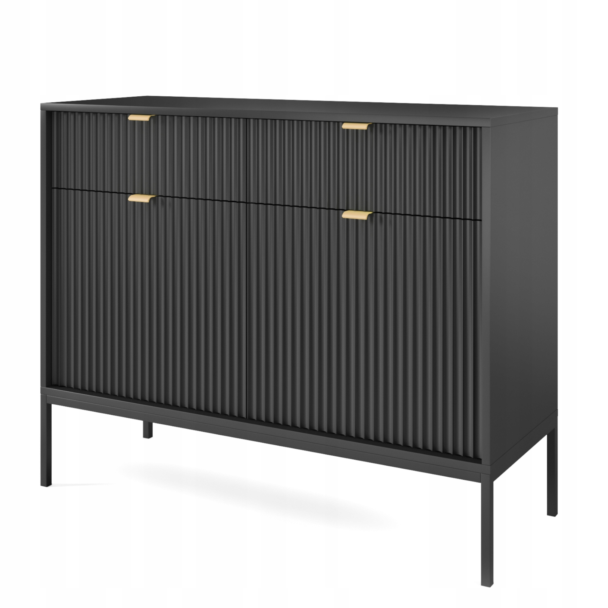 Komodee Komoda Nanaimo KSZ104 Čierna 3 zásuvky Ryflovaný predný panel
