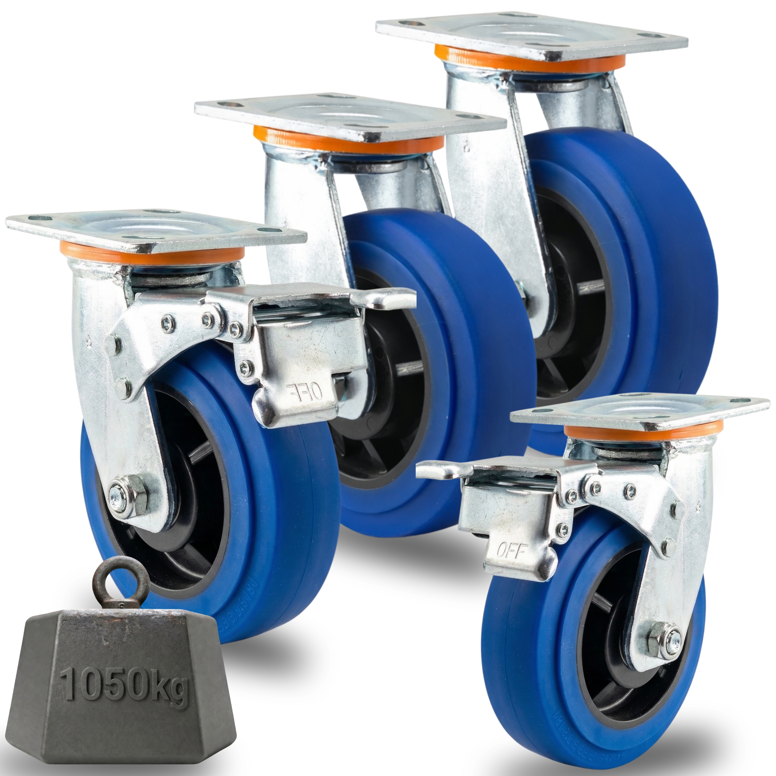 Kolečka 125 mm Otočná a s Brzdou Set 4ks pro velké zatížení 1050 kg Tpr