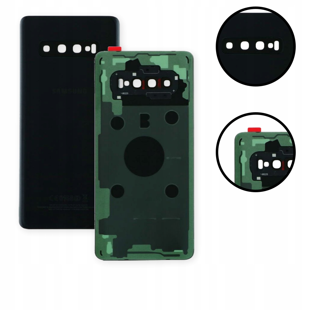 Tylna klapka, tylne szkło do Samsung Galaxy S10 Plus, czarna błyszcząca