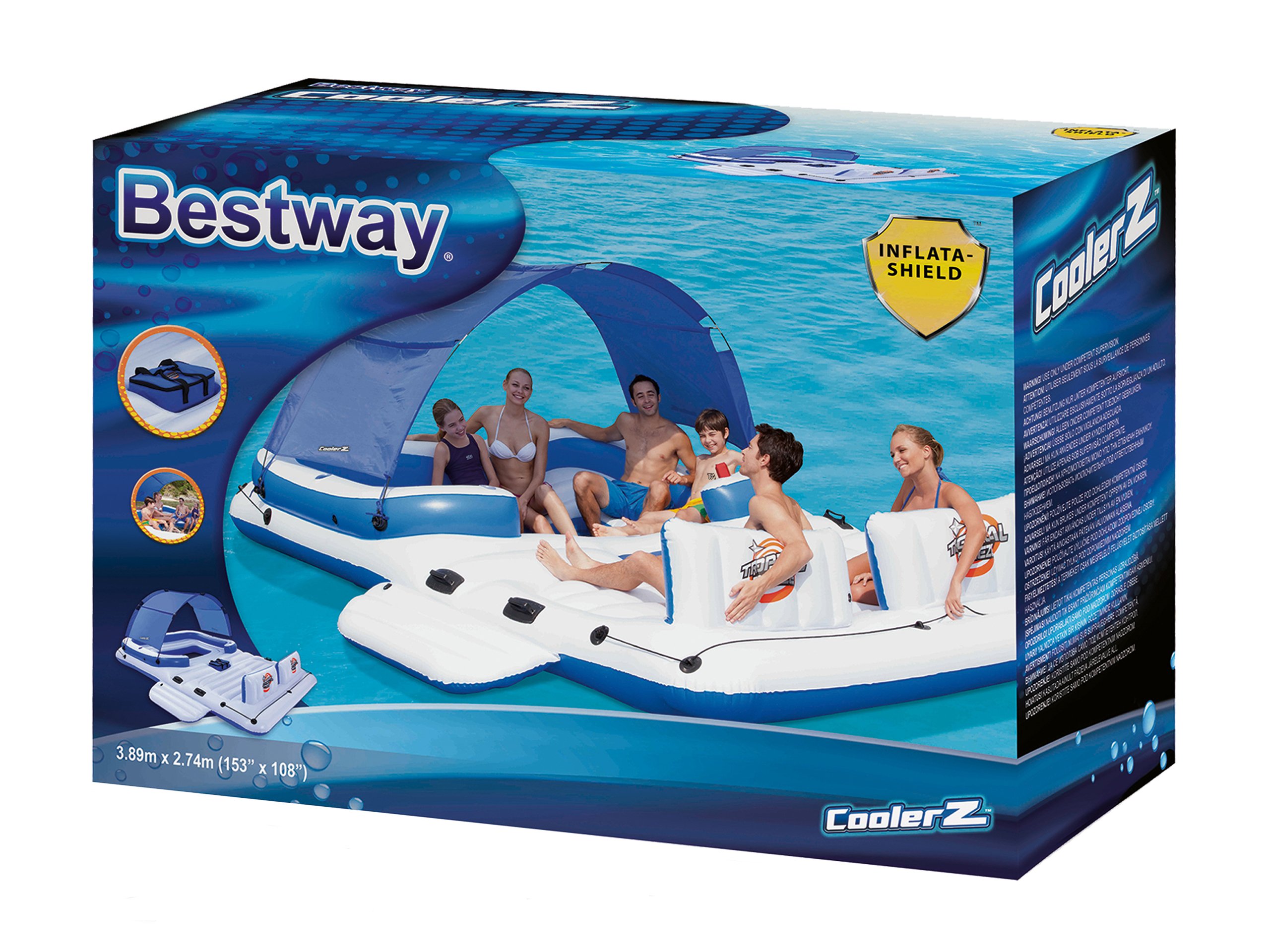 WYSPA TRATWA DMUCHANA MATERAC BESTWAY 6-OS XXL Szerokość 389 cm