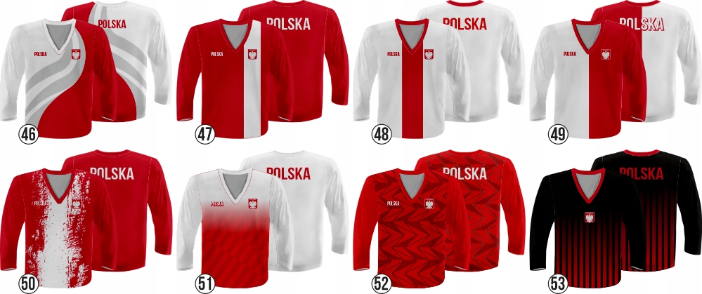 BLUZA HOKEJOWA POLSKA Dekolt szpic