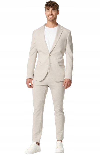 Jeff Béžové Jednoduché Elegantní Pánské Dlouhé Kalhoty 34/32 Rłf