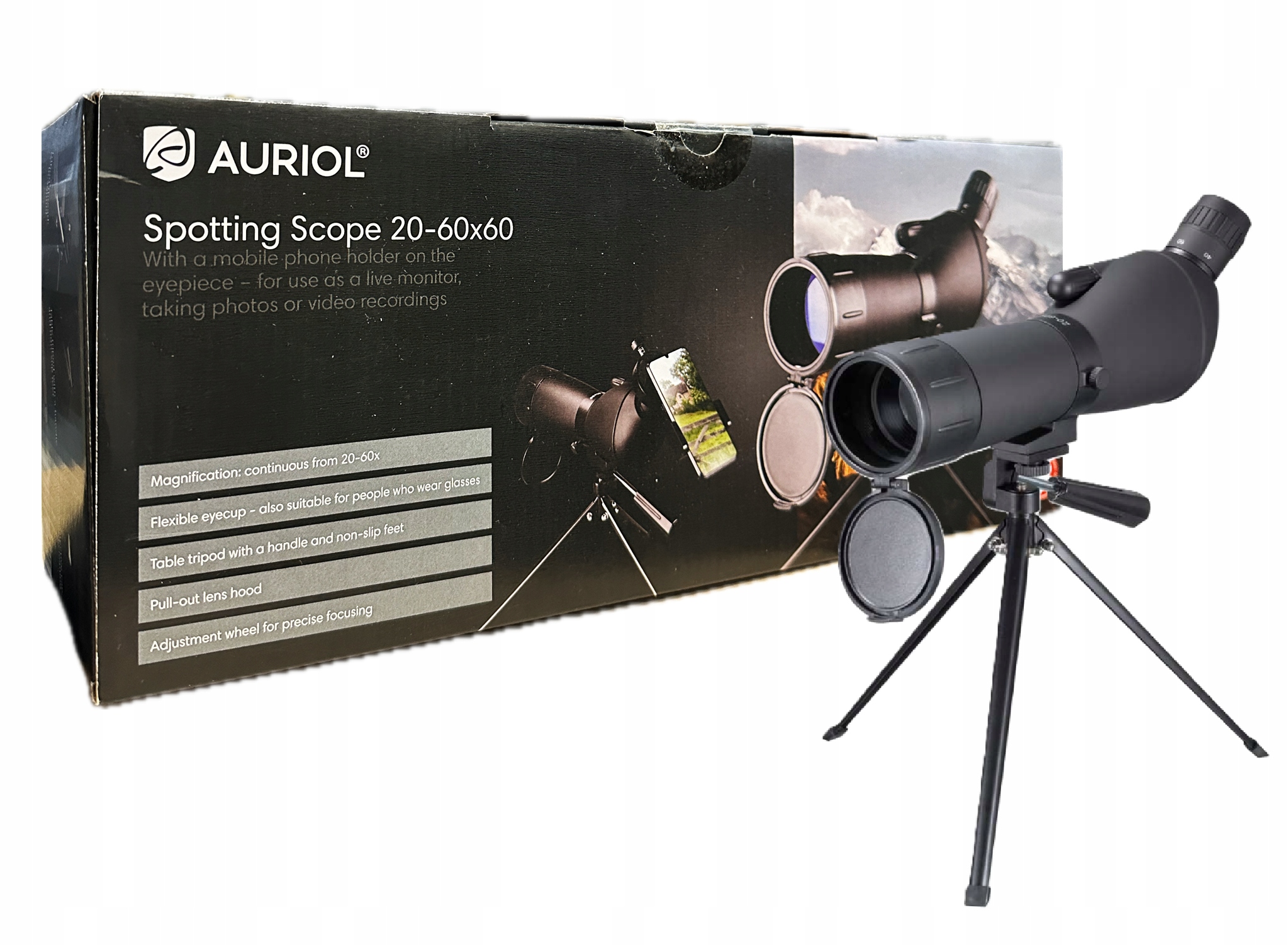 Auriol Luneta 20-60 60 x 60 do zdjęć i filmów obserwacji smartfona BK-7