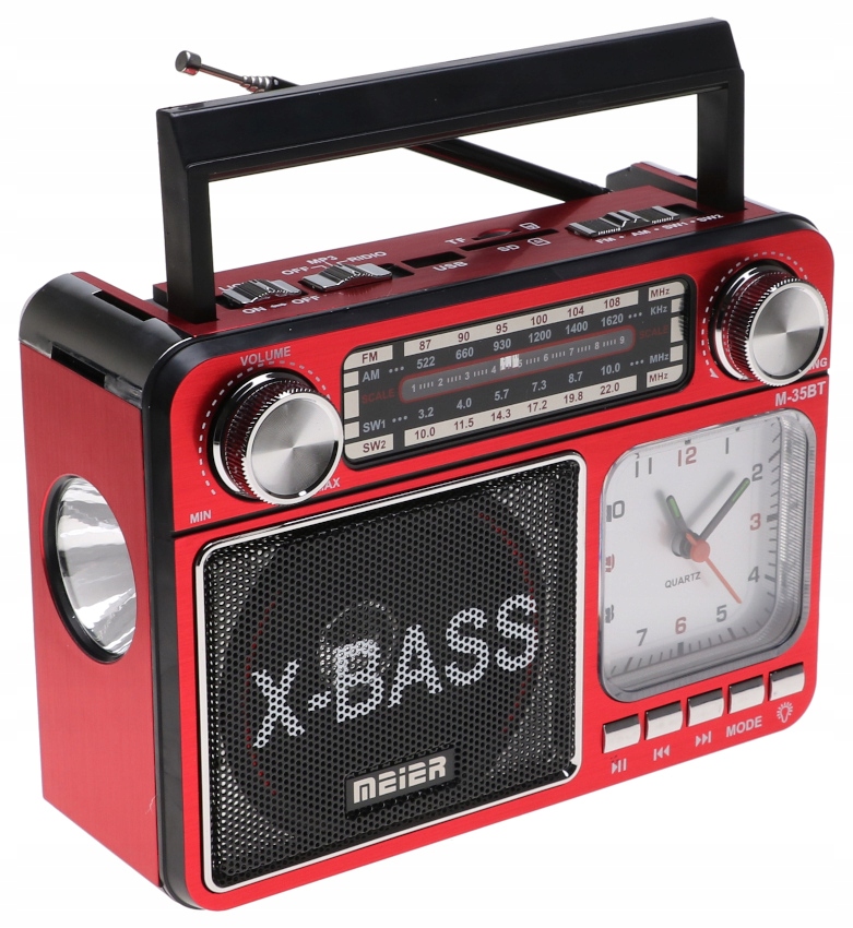 

Radio Przenośne Głośnik Latarka Bluetooth Zegar