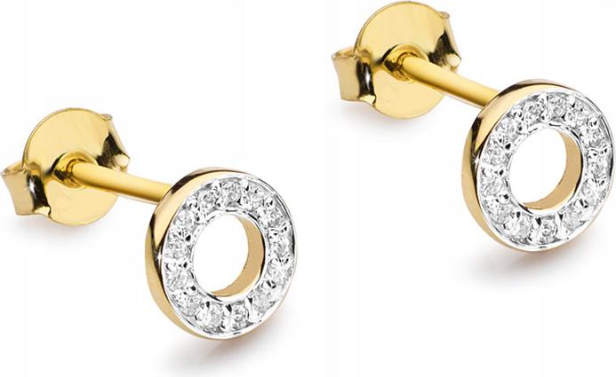 Zlaté náušnice 585 s diamanty 1,30 g, elegantní vzor jako dárek