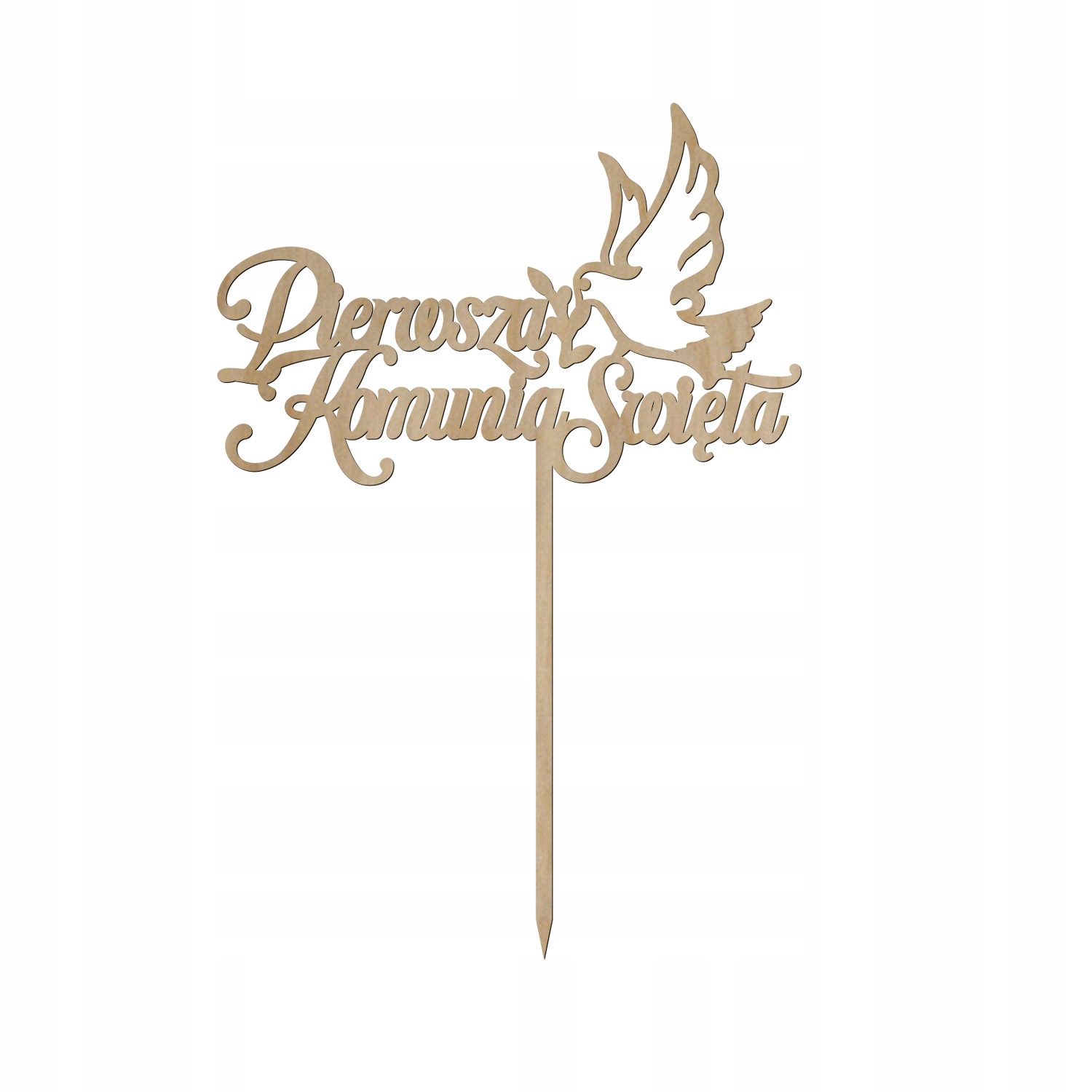 Topper PIERWSZA KOMUNIA ŚWIĘTA z gołębiem dekoracja ozdoba tortu