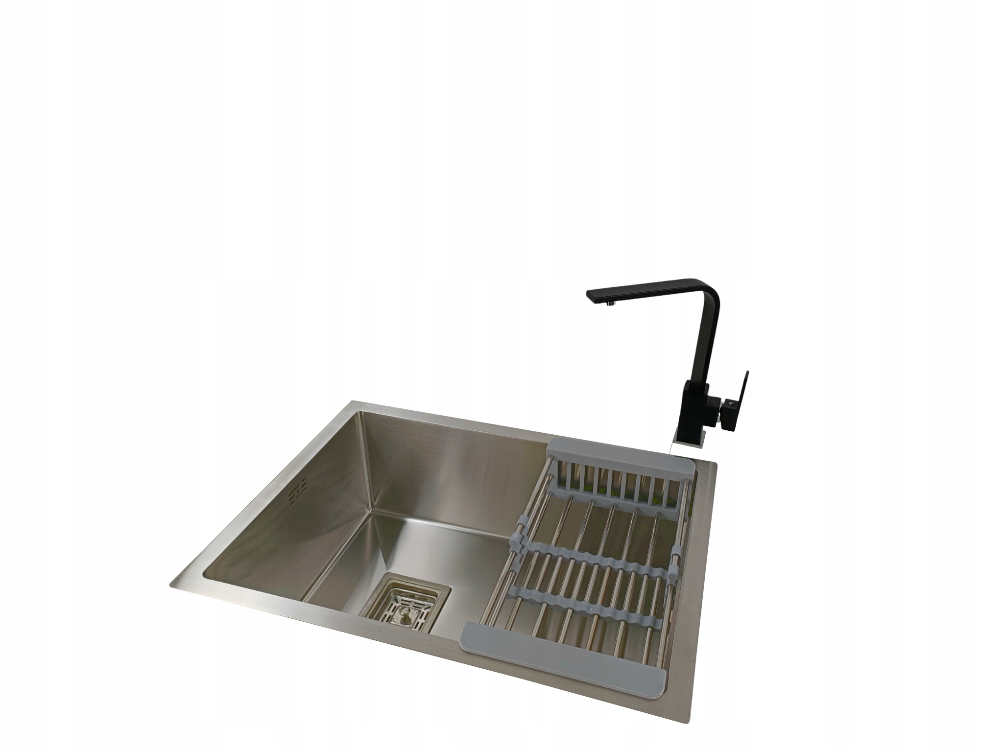 Ocelový jednokomorový dřez Inox kartáčovaný Sifonová baterie