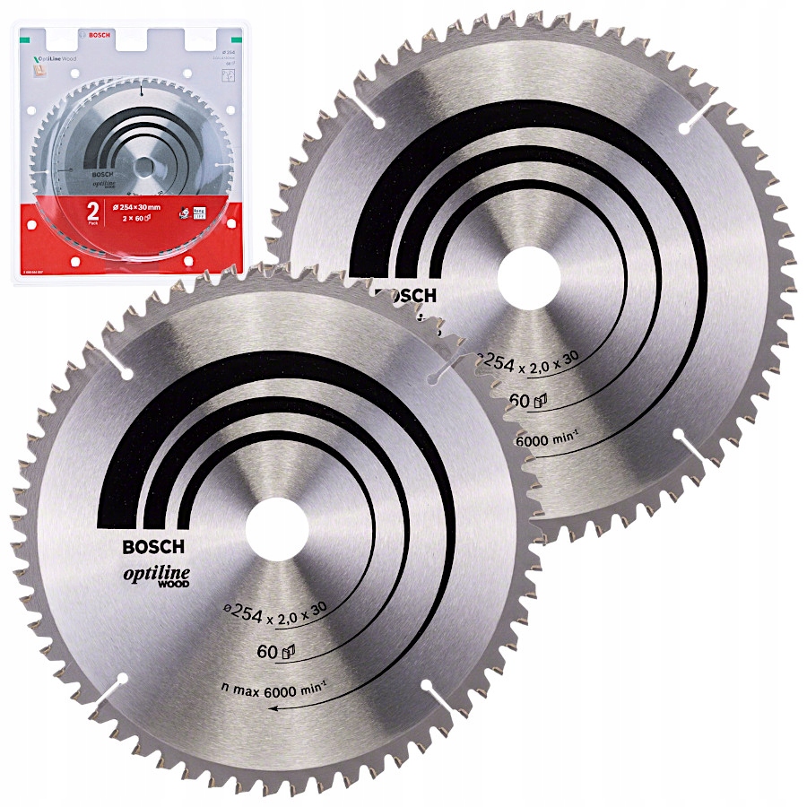 

Bosch 2x Tarcza do drewna Optiline 254x30 60z Piła