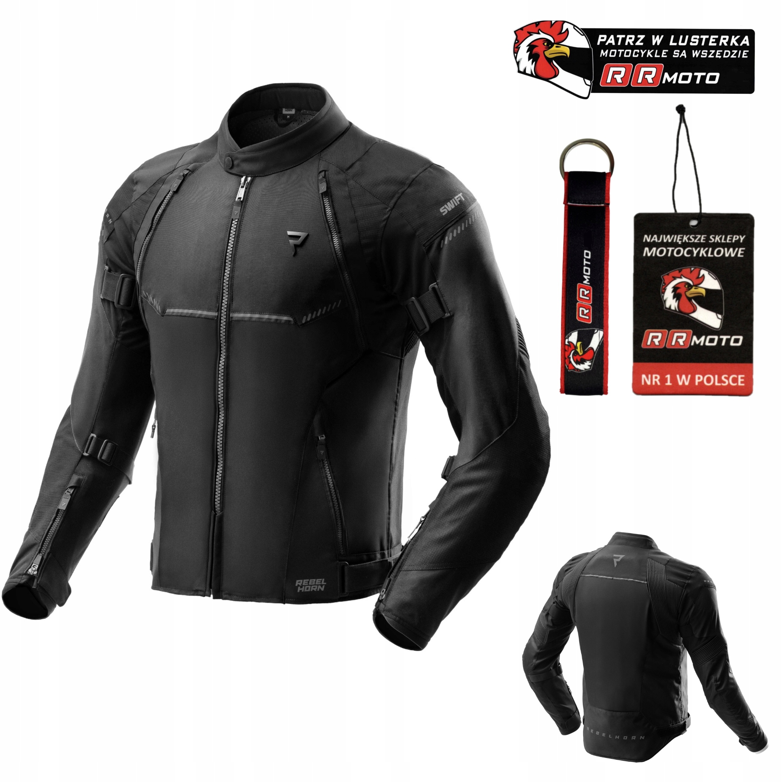 Textilná motocyklová bunda Rebelhorn Swift Black čierna Darčeky