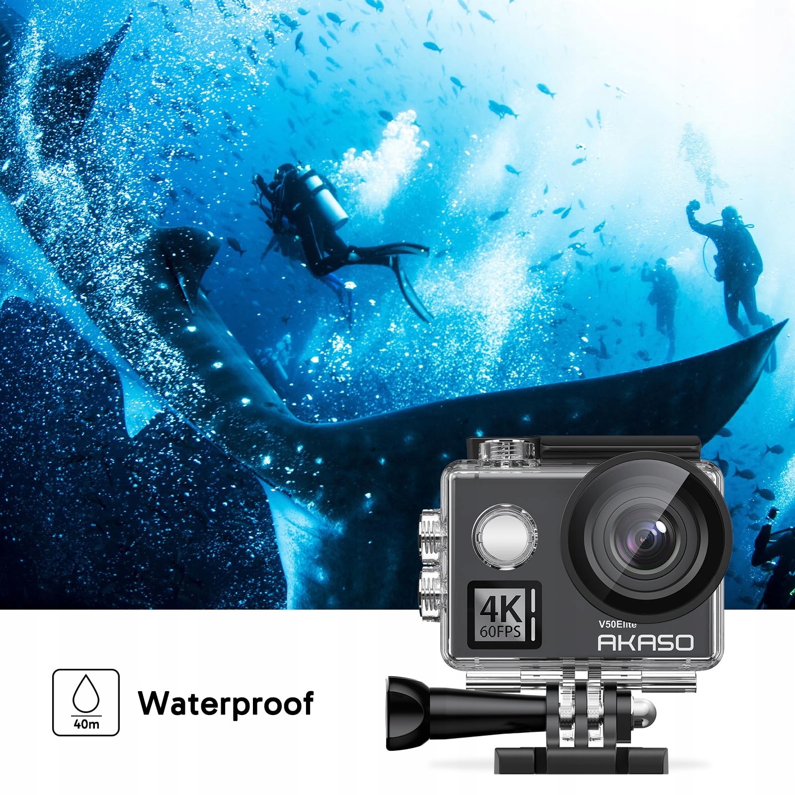 AKASO Kamera Sportowa 4K 60FPS 40M Podwodna 20MP WiFi Ekran Dotykowy — miniatura 6
