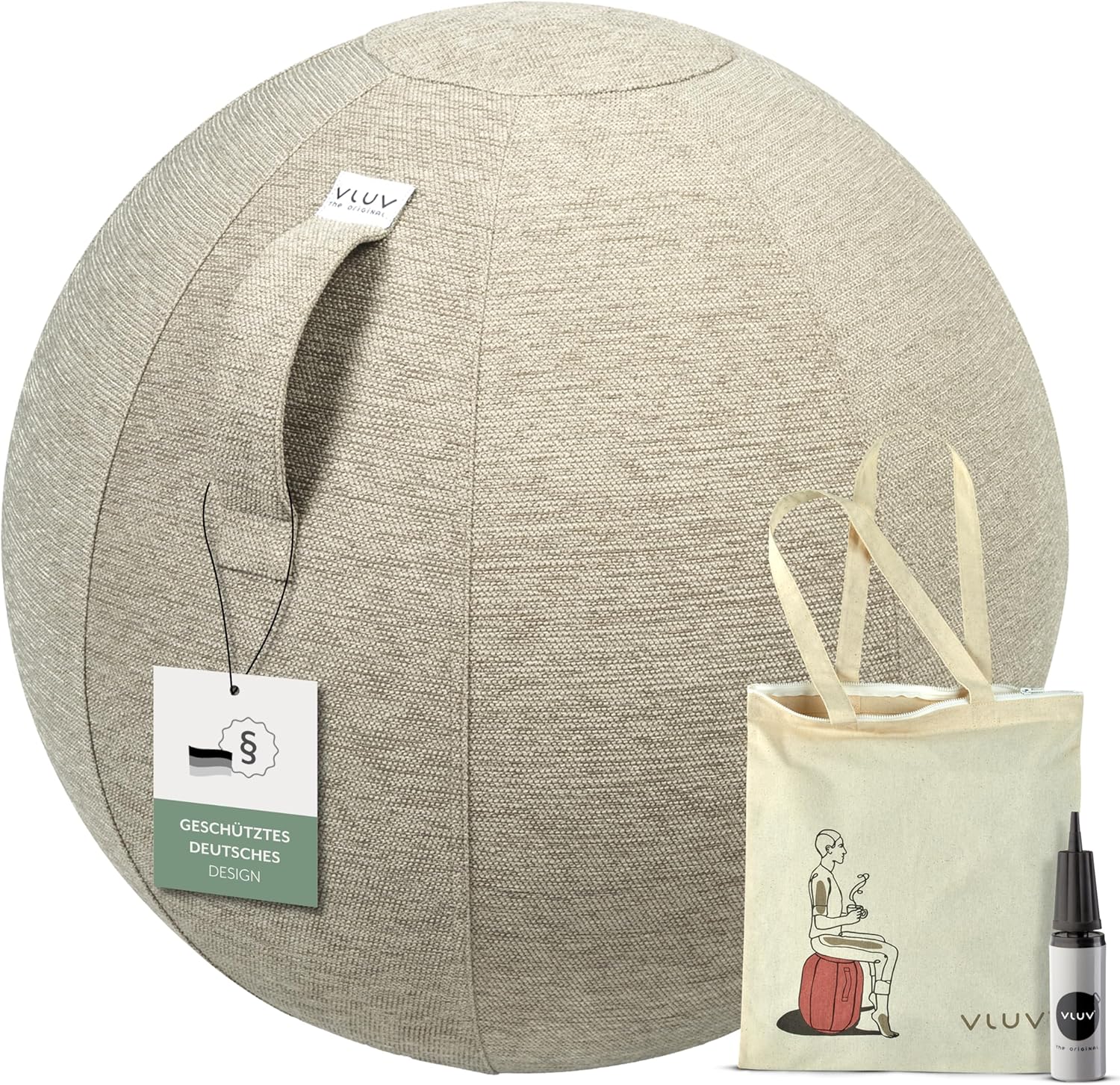 Gymnastický Míč Vluv s potahem 65 cm, barva Hořčicová, zlepšení držení těla