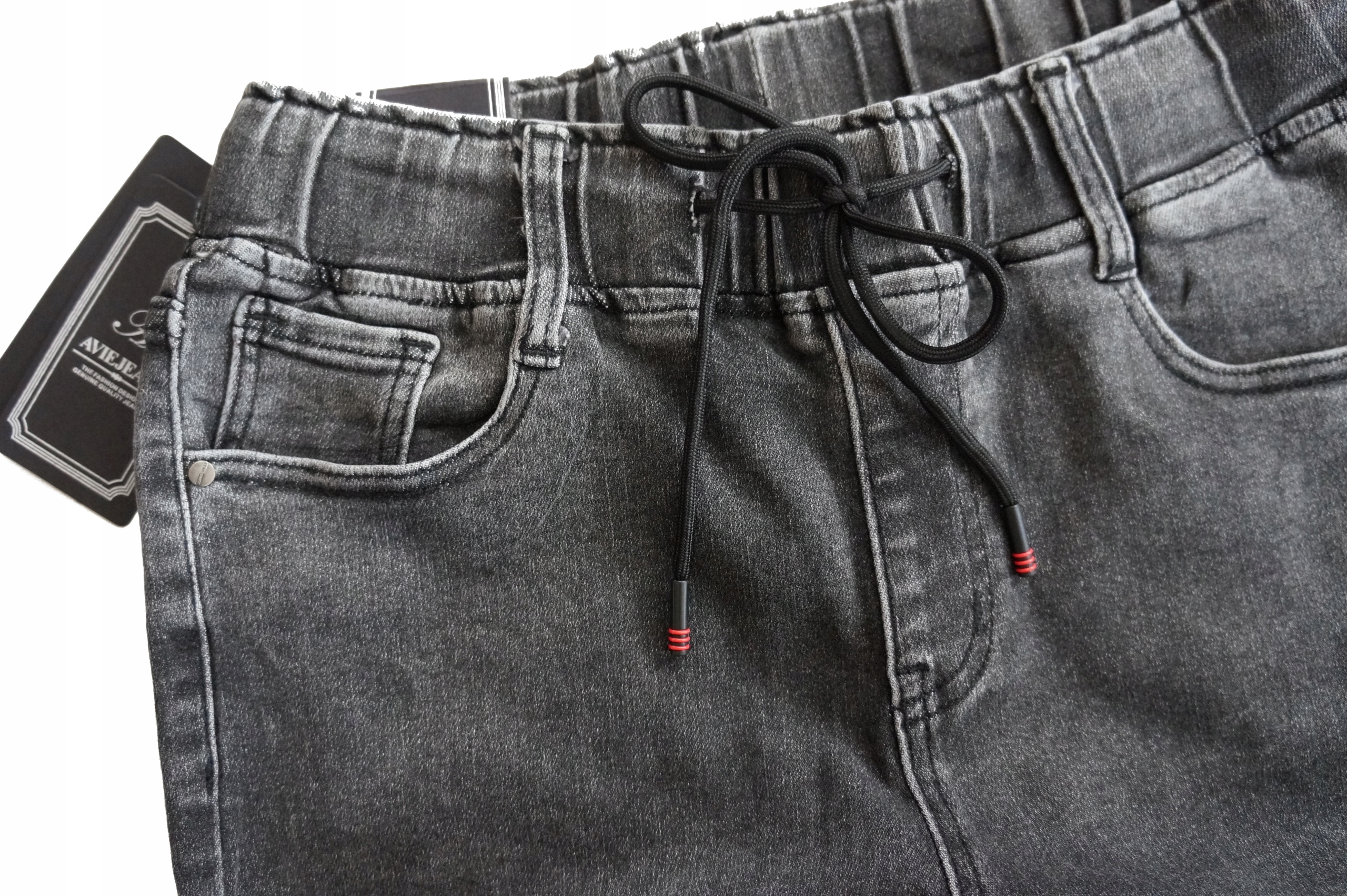 tujkama_AVIE штани джинси на резинці / гумка зав'язана Colour Black grey, silver