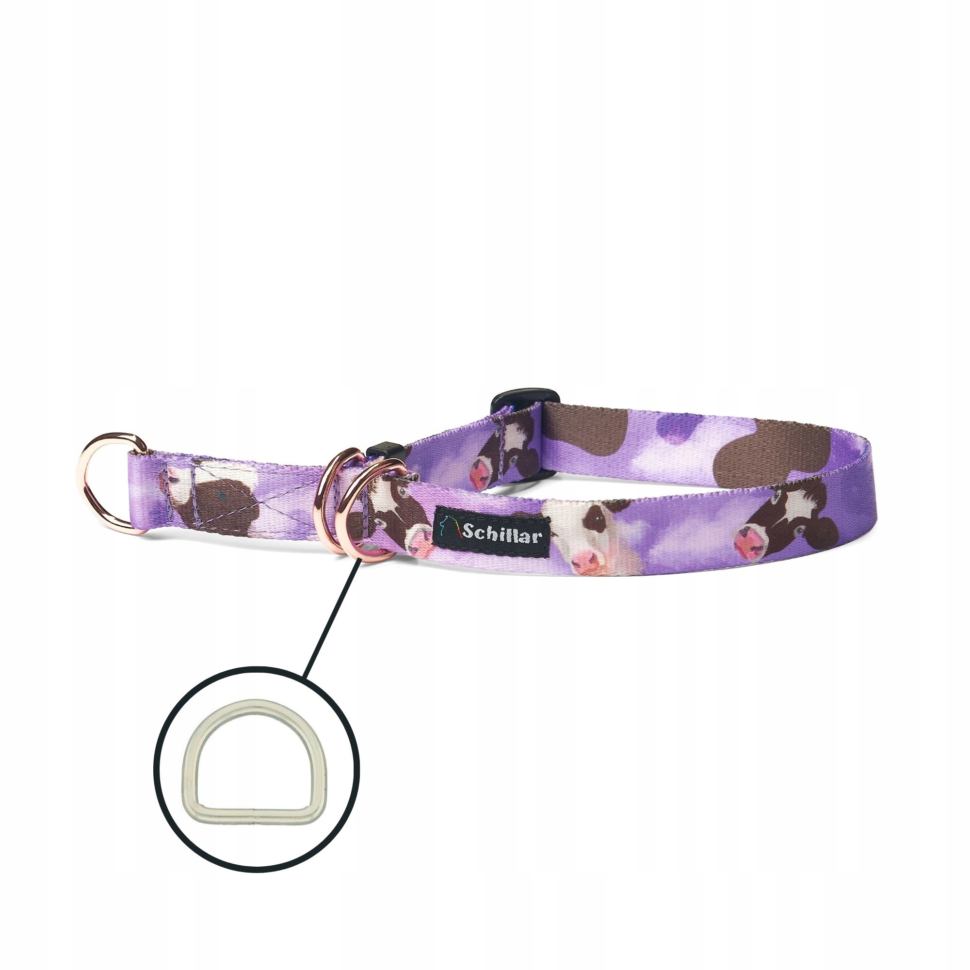 Levně Polostahovací obojek pro velkého psa barevné fialové bonbóny krówki L XL 40-60cm
