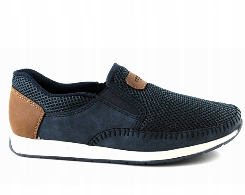 Pánské mokasíny Rieker 11954-14 Blue modré, prodyšné, Eko Kůže, velikost Vel.