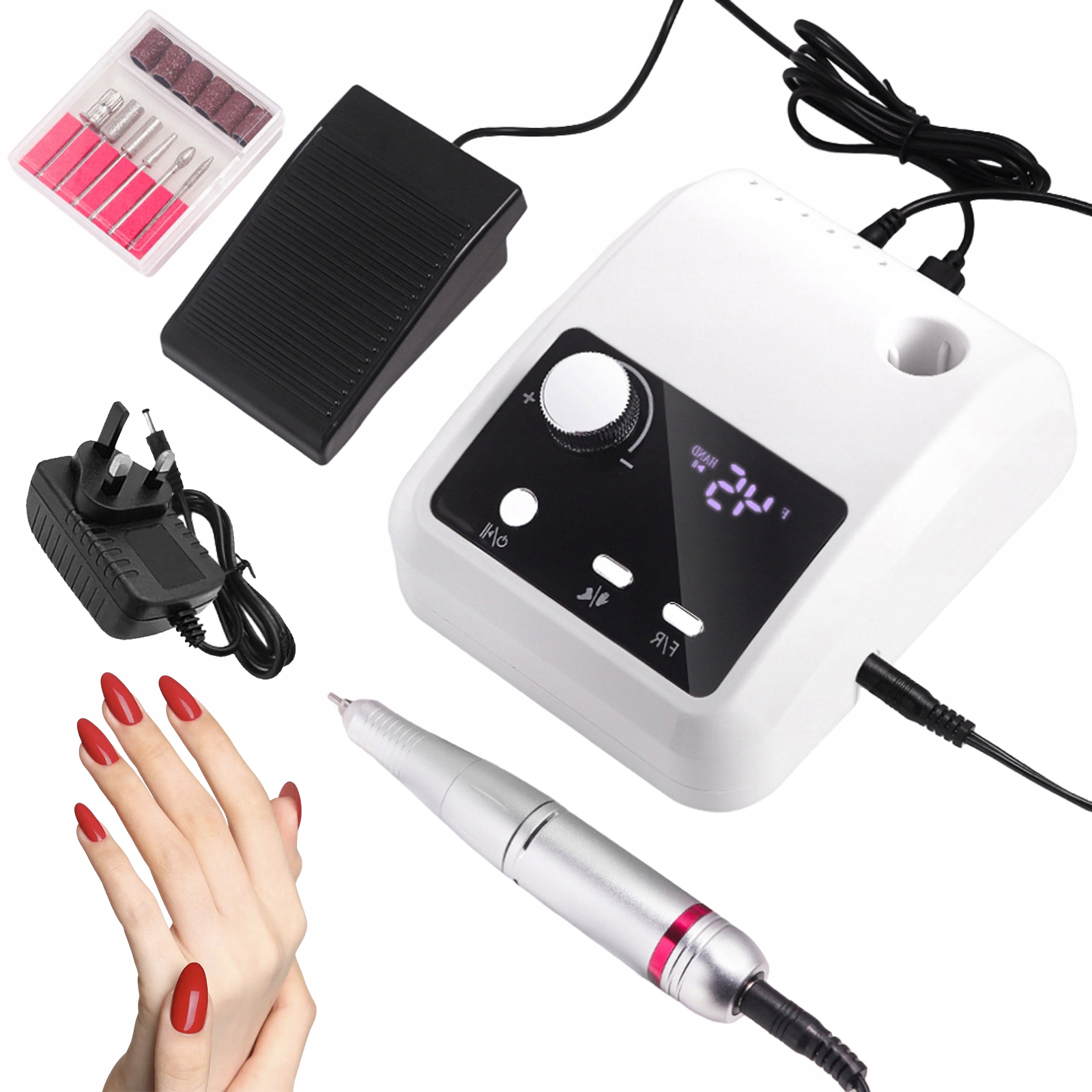 Bruska 45000 Rpm Manikúra Pedikúra Profesionální Sada Bílá