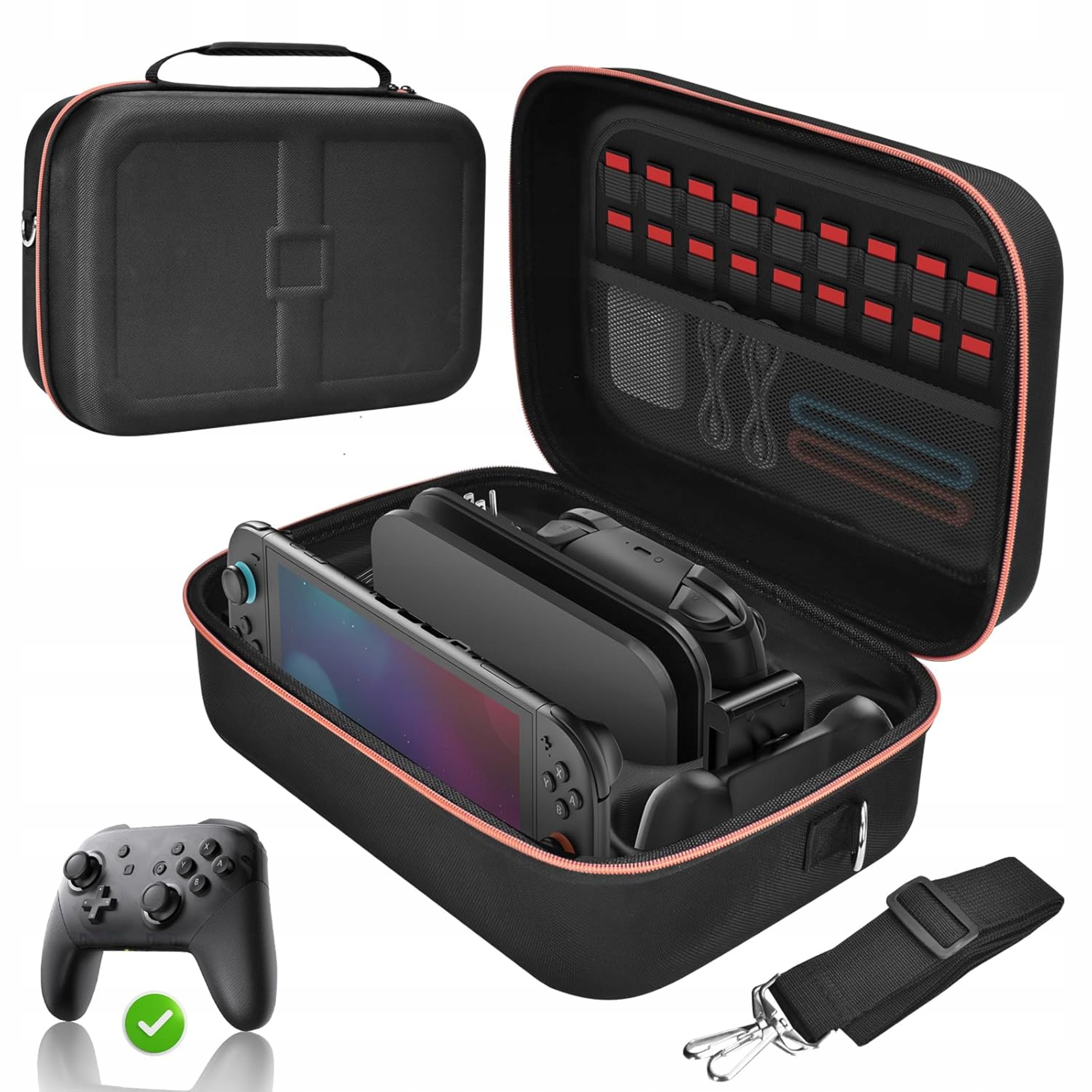 Etui do Nintendo Switch 2 i Switch OLED 2021, hard EVA, 18 kart