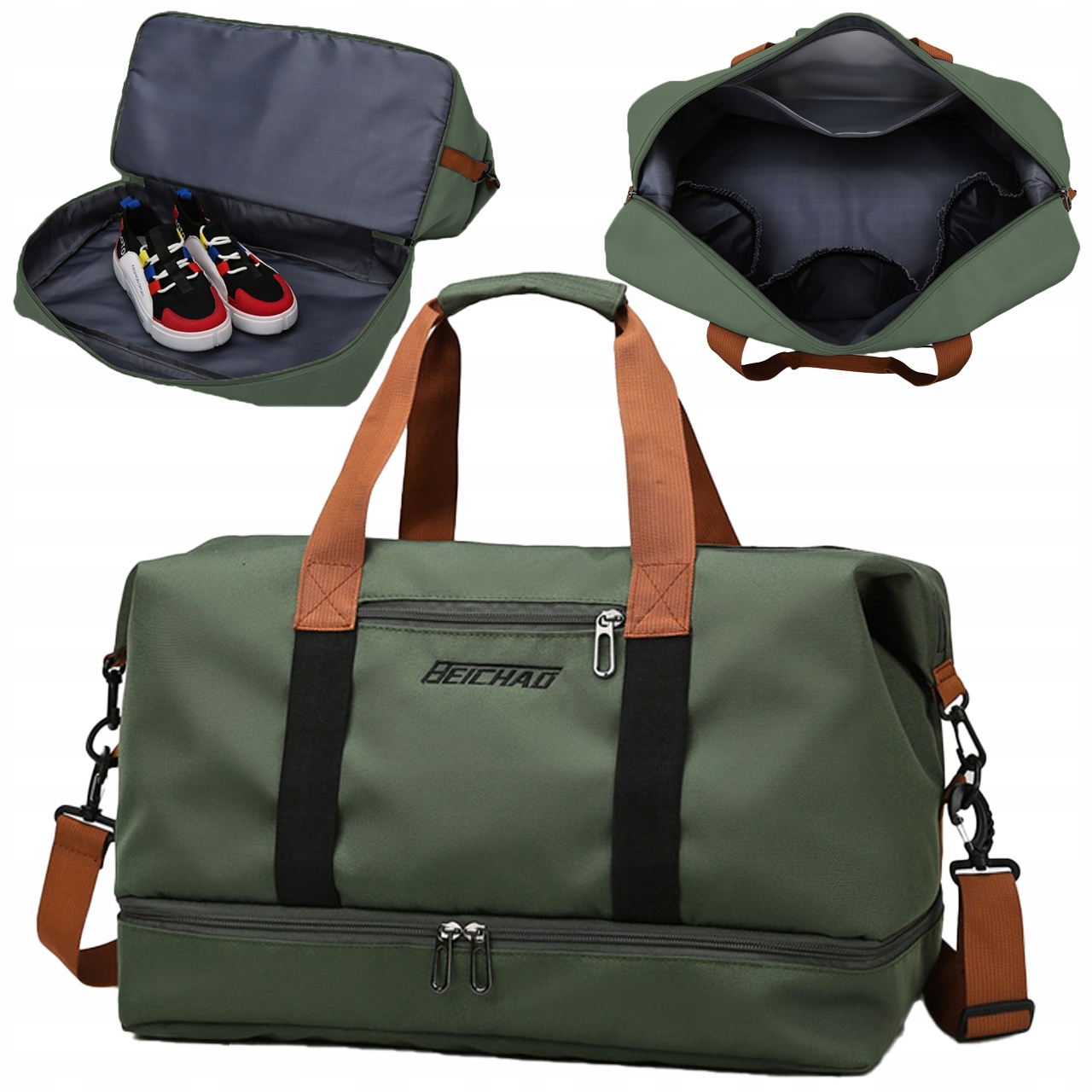 TORBA PODRÓŻNA SPORTOWA TURYSTYCZNA BAGAŻ PODRĘCZNY WODOODPORNA ZIELONA