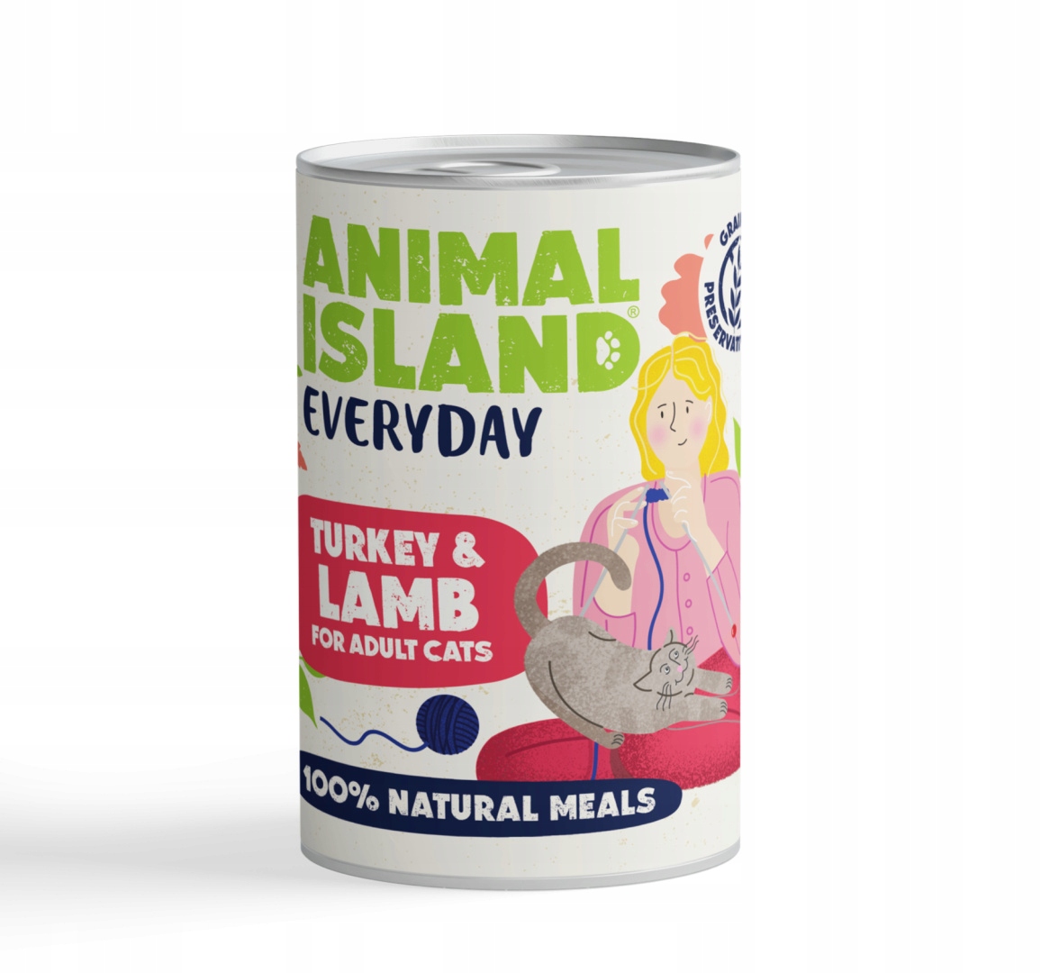 Levně 4x Animal Island Everyday mokré krmivo pro kočky krůta a jehněčí maso 400 g