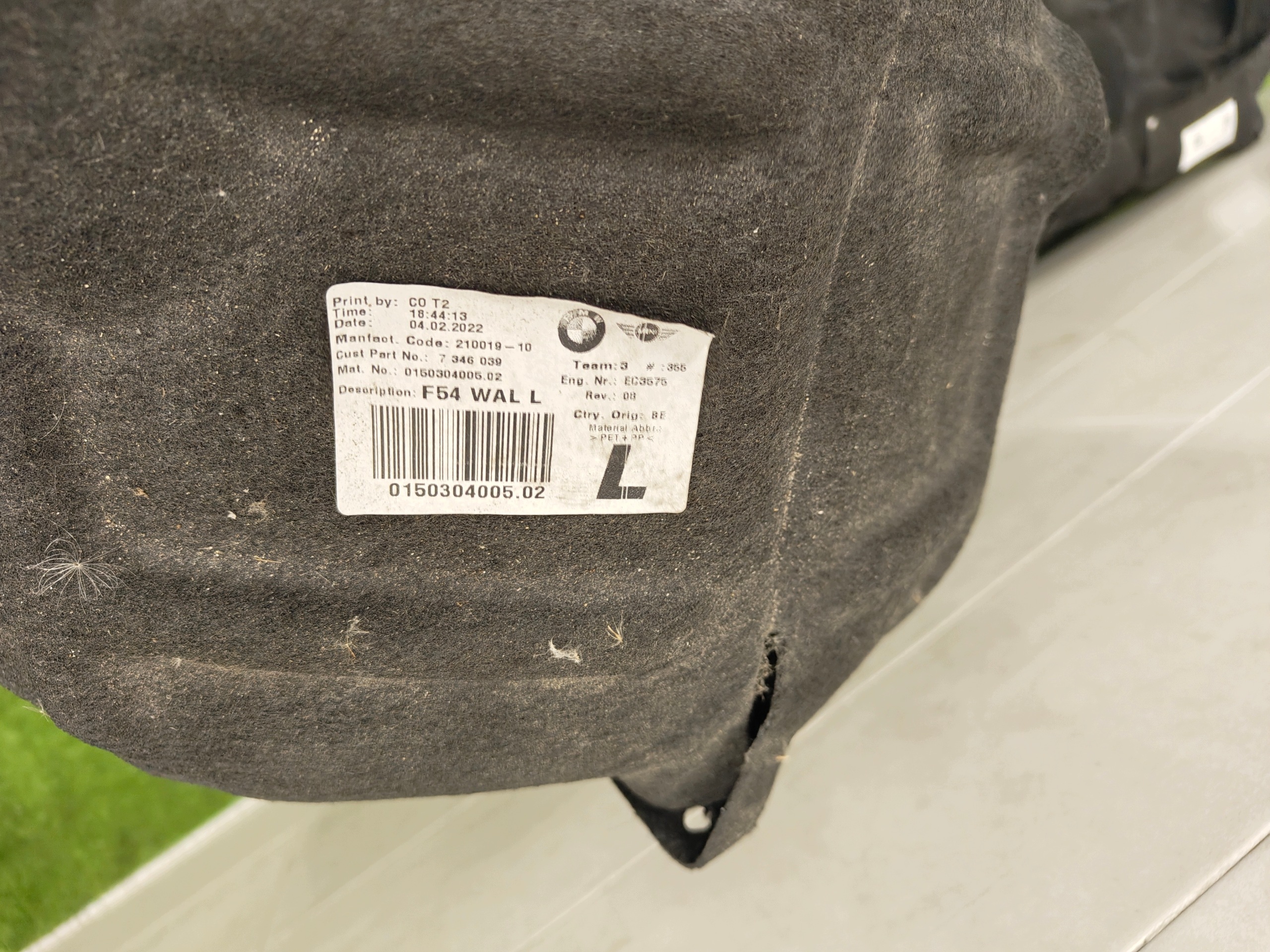 MINI F54 mudguard rear part right left 7346039 7346040