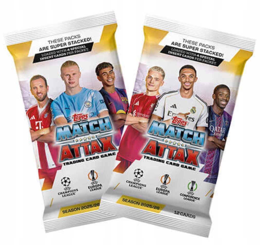 Match Attax Uefa Champions League 25/26 Topps 10 saszetek 120 kart