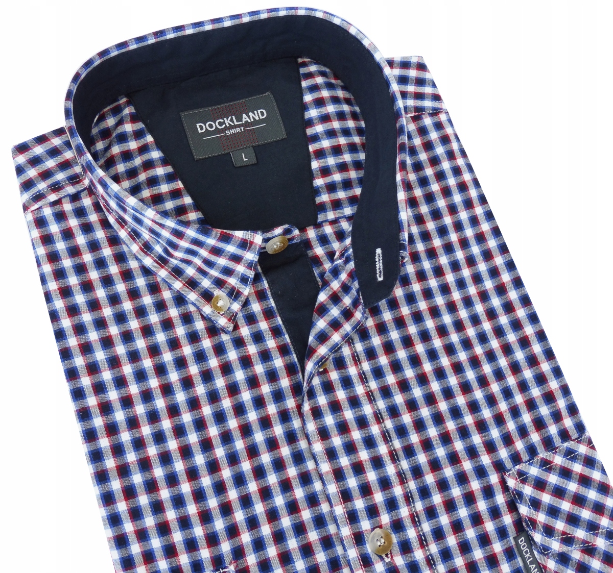 KOSZULA MĘSKA w kratkę Dockland L krótki rękaw Rozmiar L
