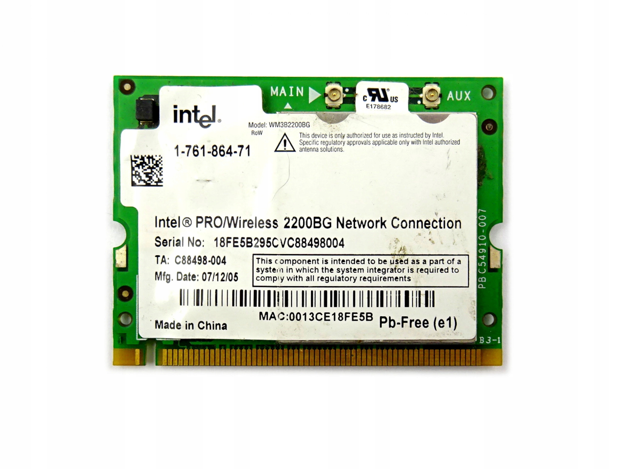 KARTA WLAN 1-761-864-71 SONY VGN PCG