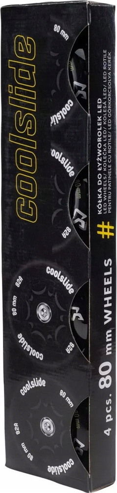 КОЛЕСА ДЛЯ РОЛИКІВ COOLSLIDE СВІТОВІ LED КОЛЕСА 80мм ЧОРНІ 4 ШТ.