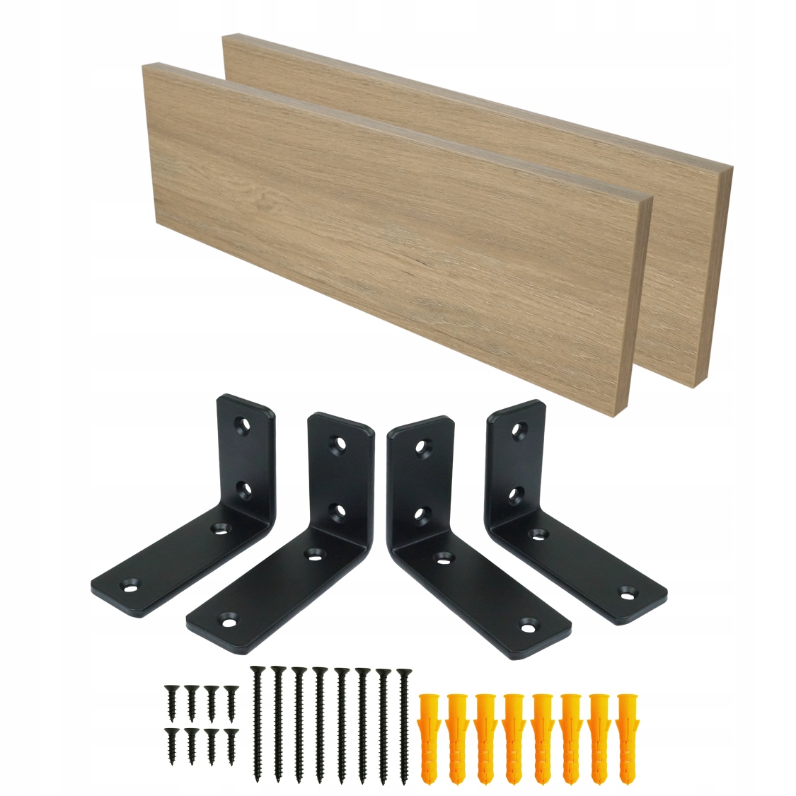 2x nástěnná police dub 500 mm, laminovaná deska, formát nábytku držák