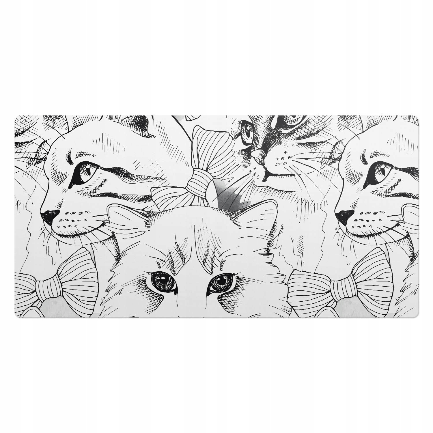 Protiskluzová podložka na psací stůl s potiskem Kočky s stuhami v pozadí 100 x 50 cm