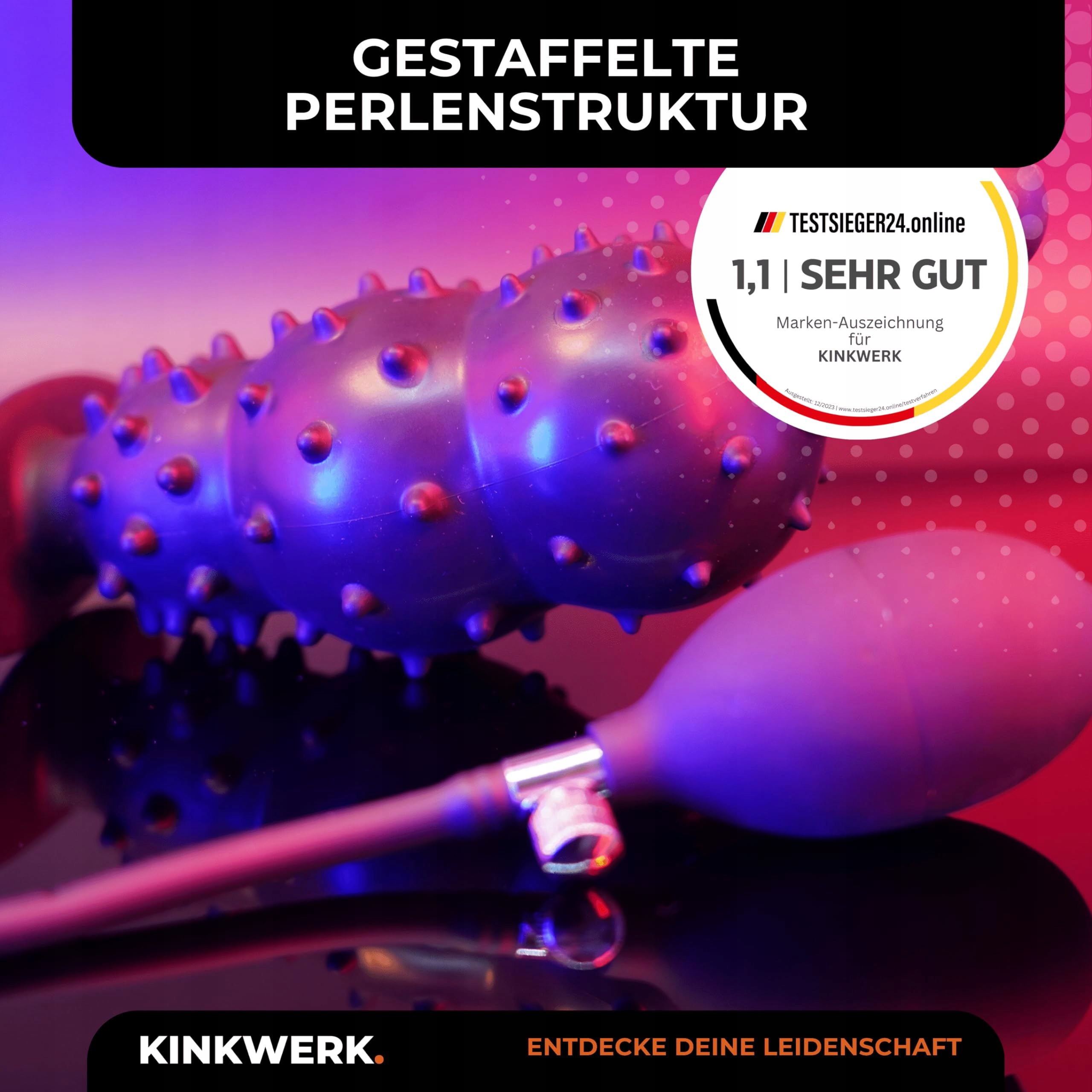 KINKWERK Nadmuchiwany Korek Analny 40x12cm 5 Pereł Dla Mężczyzn i Kobiet — miniatura 4