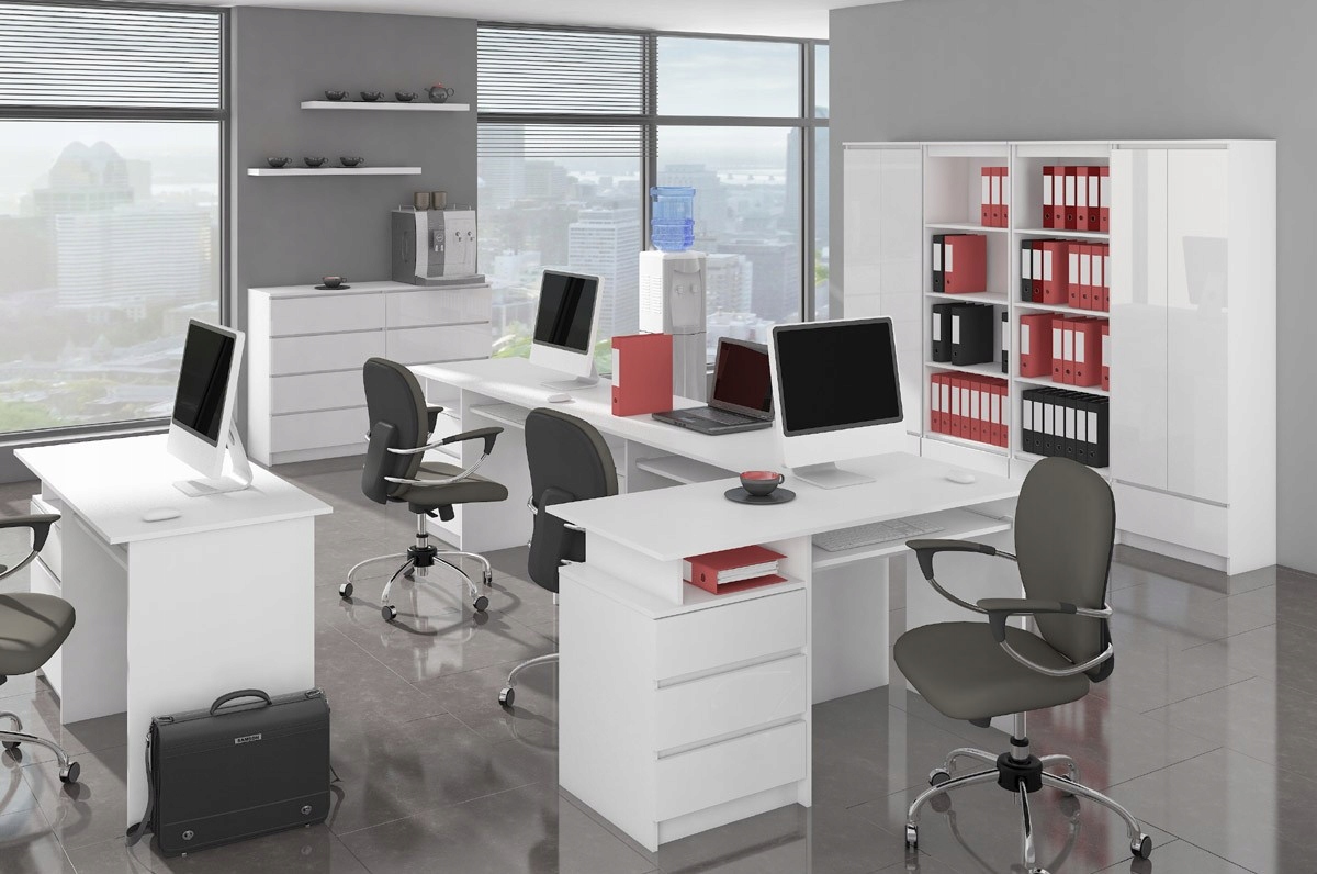 KOMODA SZAFKA BIAŁA POŁYSK Z SZUFLADAMI MEBLE 140 Głębokość mebla 40.1 cm