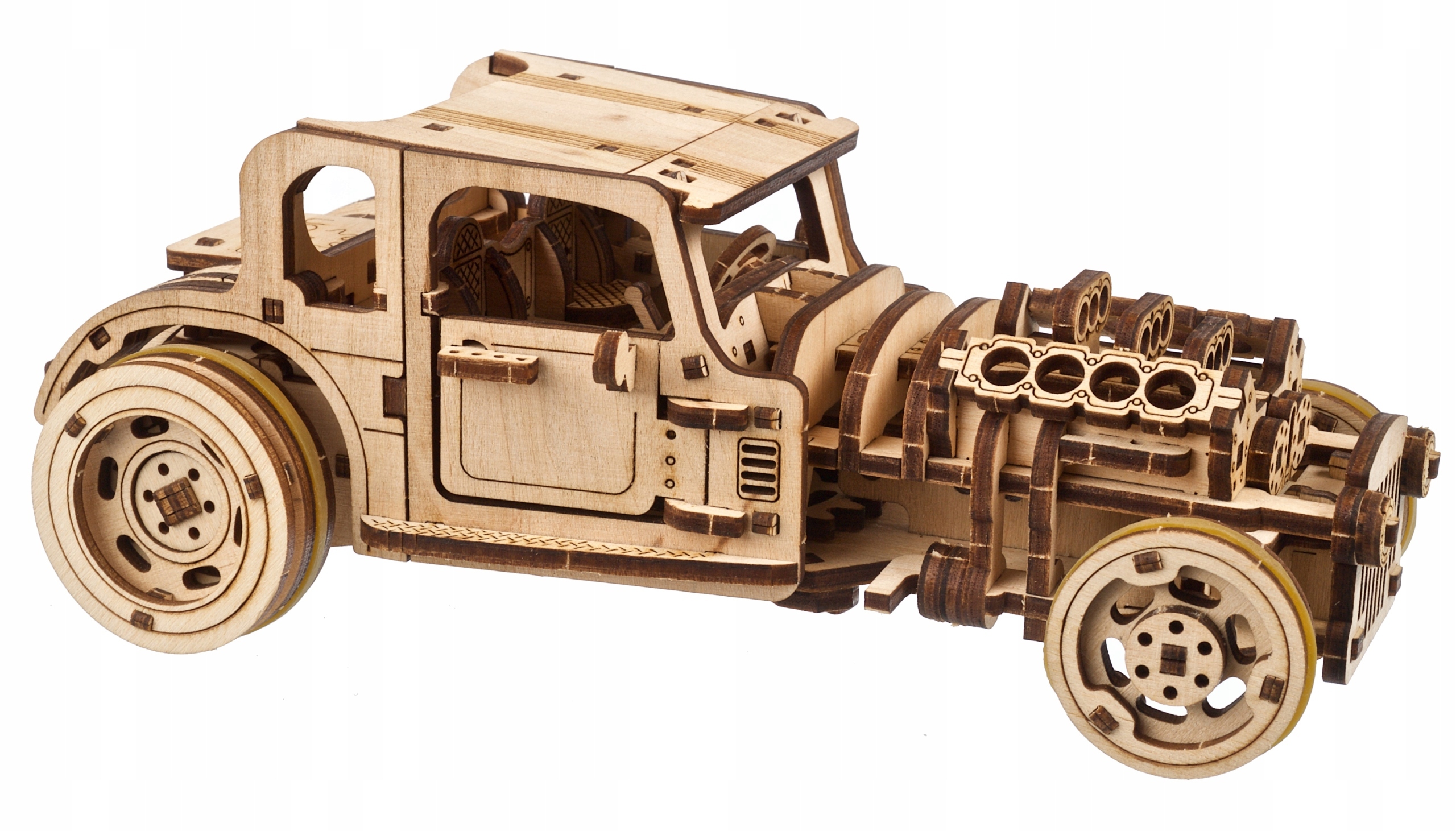 AUTO SAMOCHÓD Hot Rod Furious Mouse UGEARS DREWNIANY MODEL MECHANICZNY 3D