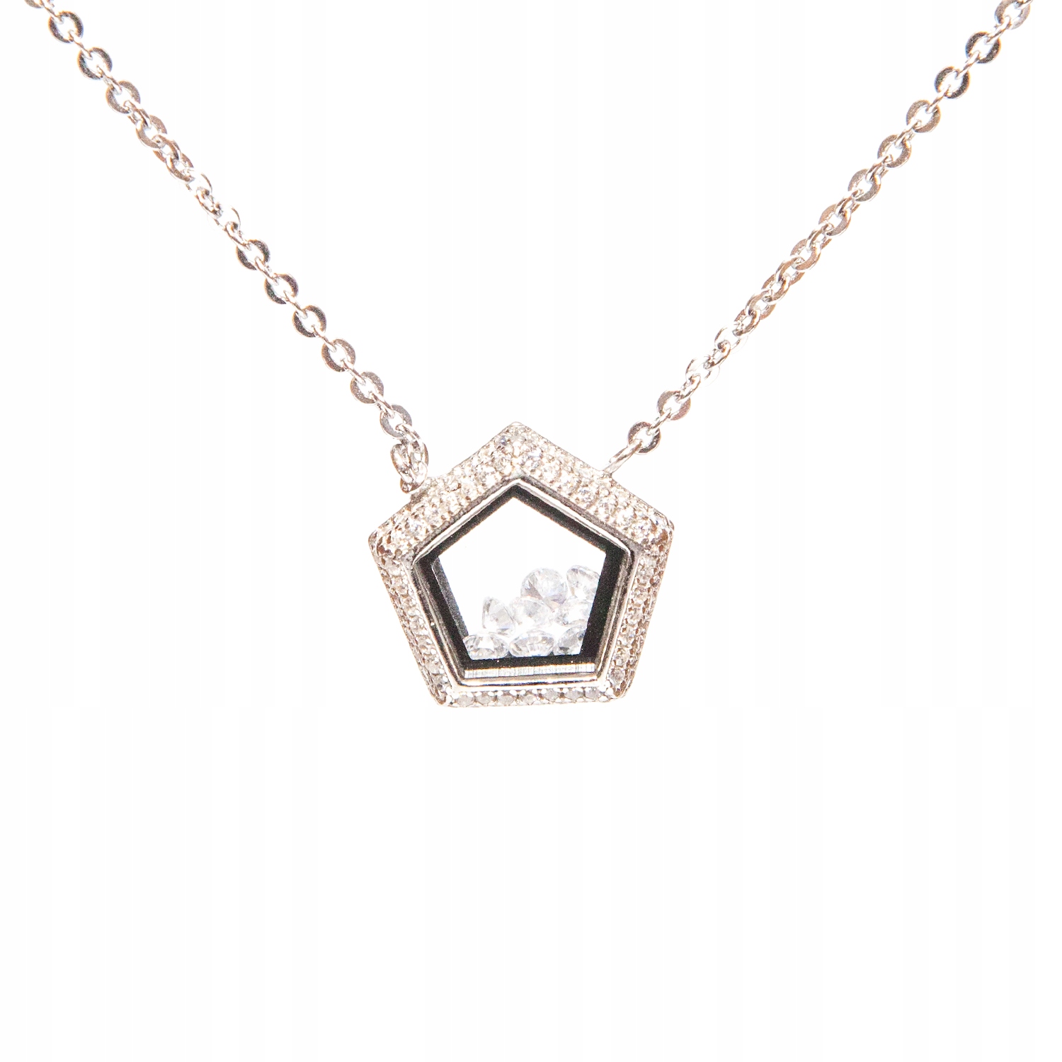 Stříbrný náhrdelník s zirkony uvnitř