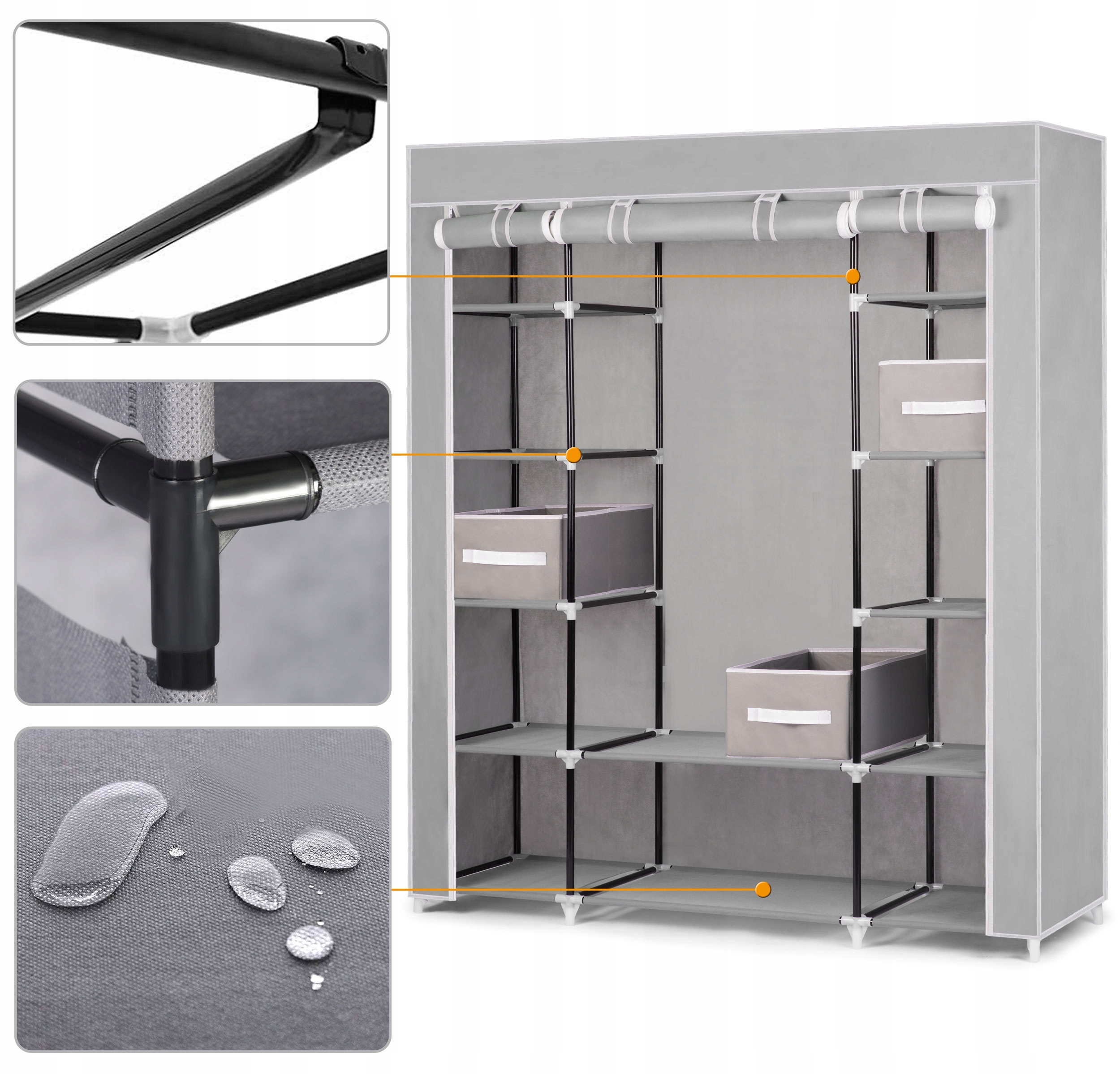 SZAFA GARDEROBA TEKSTYLNA MATERIAŁOWA SZUFLADY XXL Marka Massido