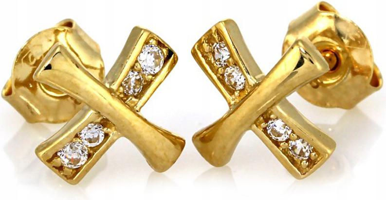 Zlaté náušnice 585 písmeno x se zirkony 1,16 g módní vzor dárek pro ni