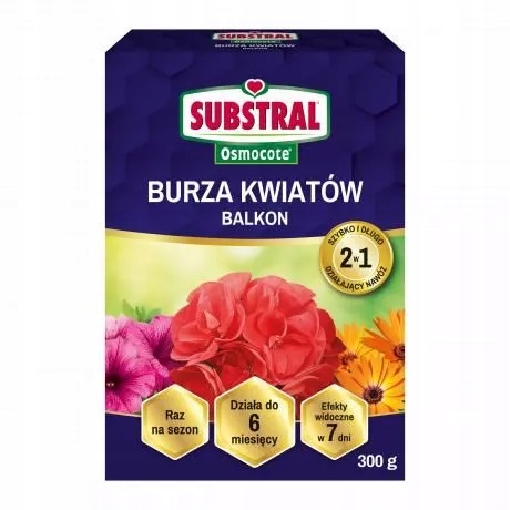 SUBSTRAL NAWÓZ OSMOCOTE BURZA KWIATÓW DO PELARGONII SURFINII FUKSJI 300 G