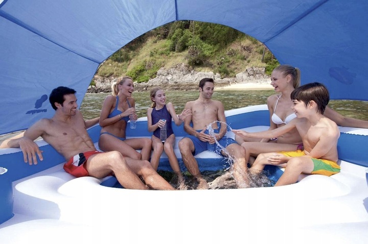 DUŻA WYSPA PŁYWAJĄCA DMUCHANA PONTON MATERAC + TORBA TERMICZNA Liczba komór 2