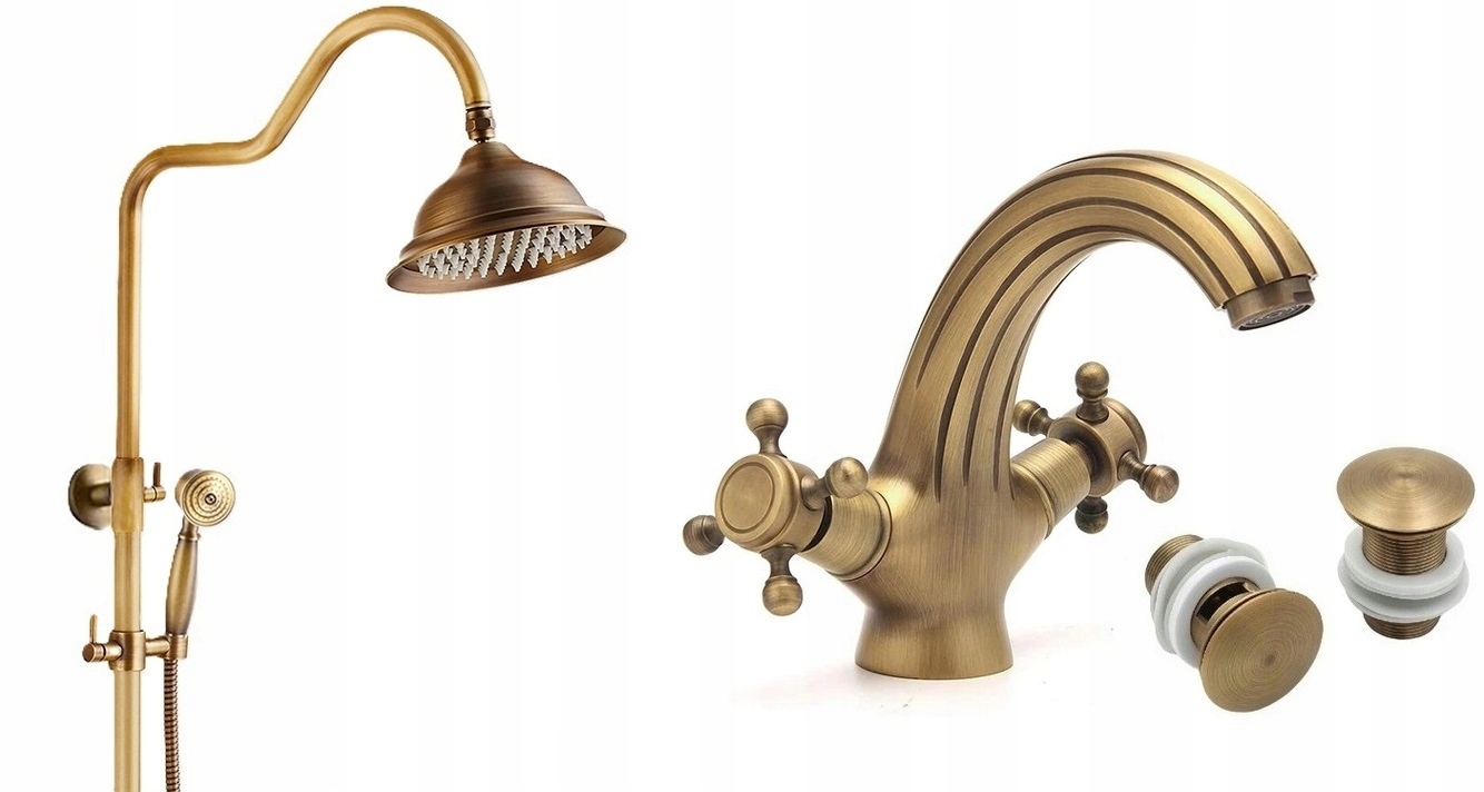 Kúpeľňová sprchová batéria Old Retro Mosadz Sada