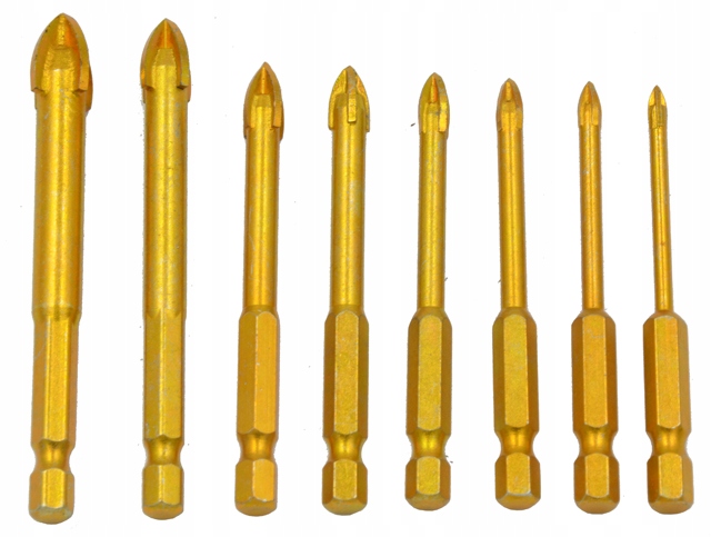 WIERTŁA DO SZKŁA PŁYTEK FREZ OTWORNICA GRESU 8SZT Z WĘGLIKA WOLFRAMU Marka Falon-Tech