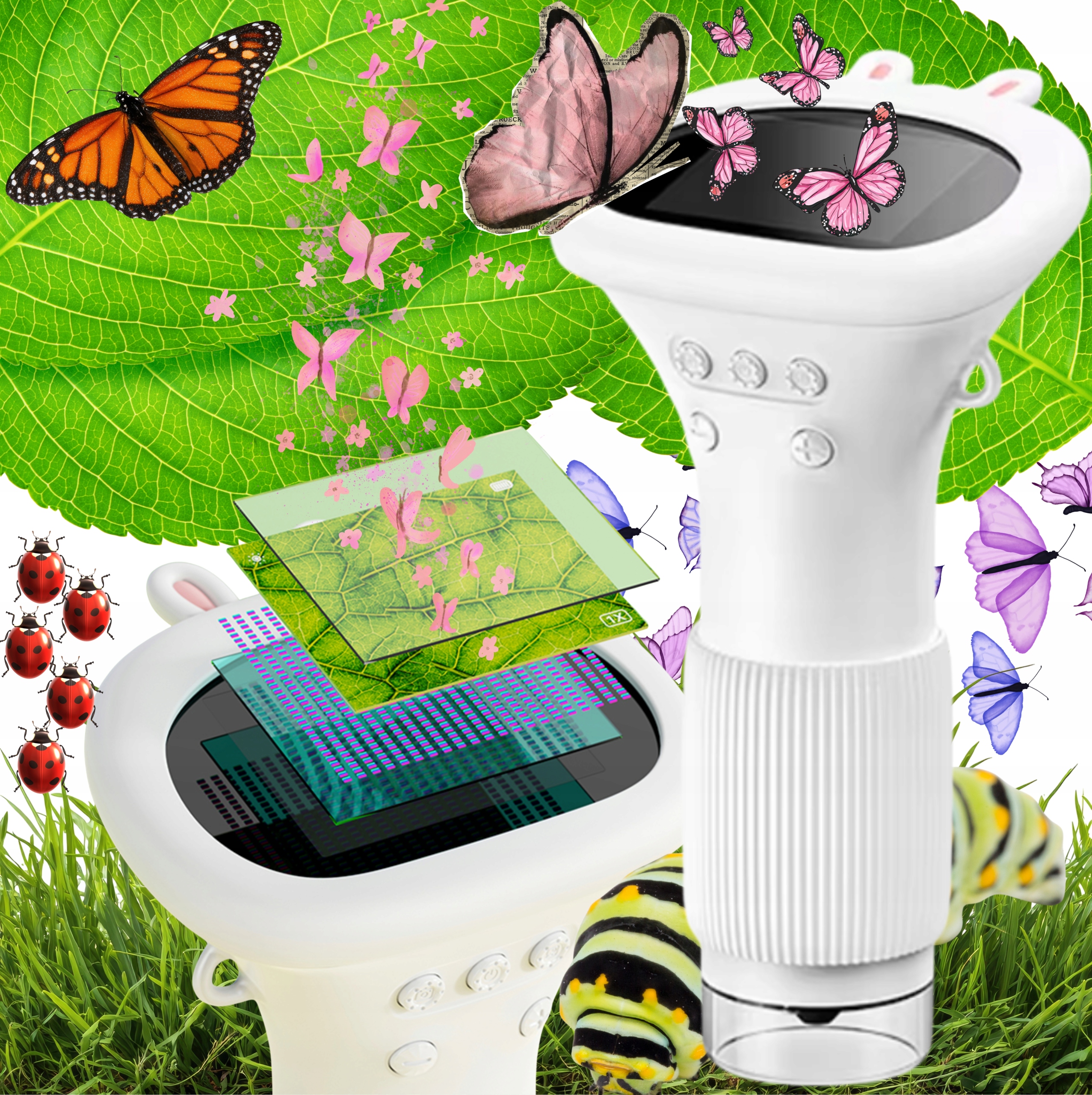 Mikroskop Pro Děti Digitální Zoom X1000 Vzdělávací Led Hd Usb Obrazovka Kamera