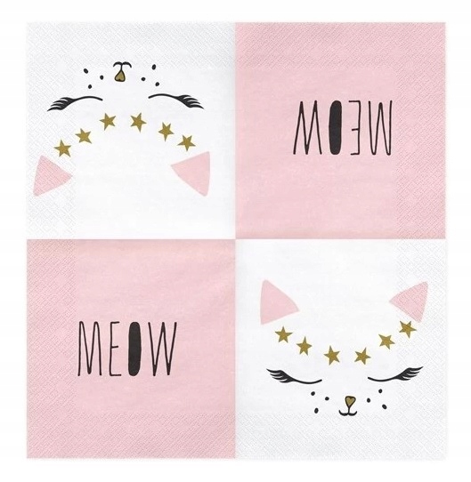 SERWETKI PAPIEROWE KOTEK 20SZT URODZINOWE Długość 33 cm