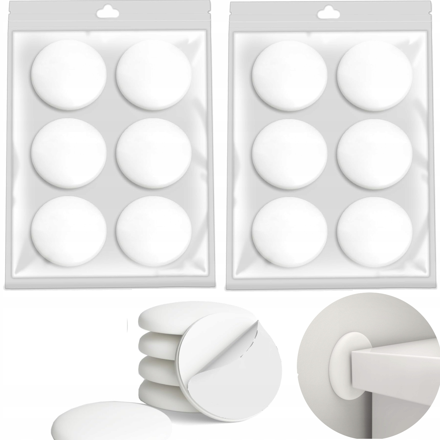 ODBOJNIK ODBÓJ KLAMKI DRZWI SAMOPRZYLEPNY DO ŚCIAN GUMOWY OGRANICZNIK -12 x