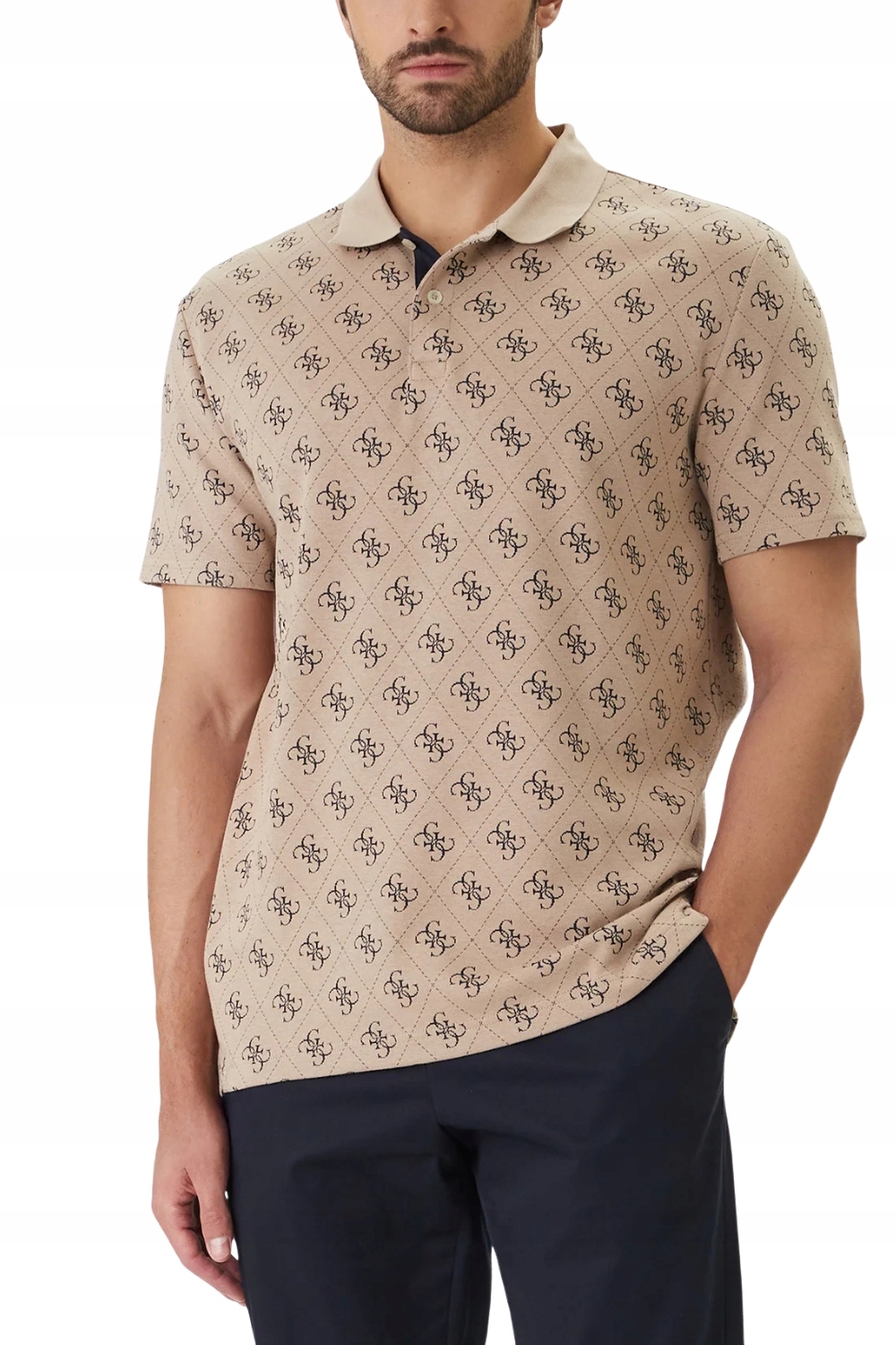 Guess Béžová pánská polokošile s monogramem 4G Jacquard M