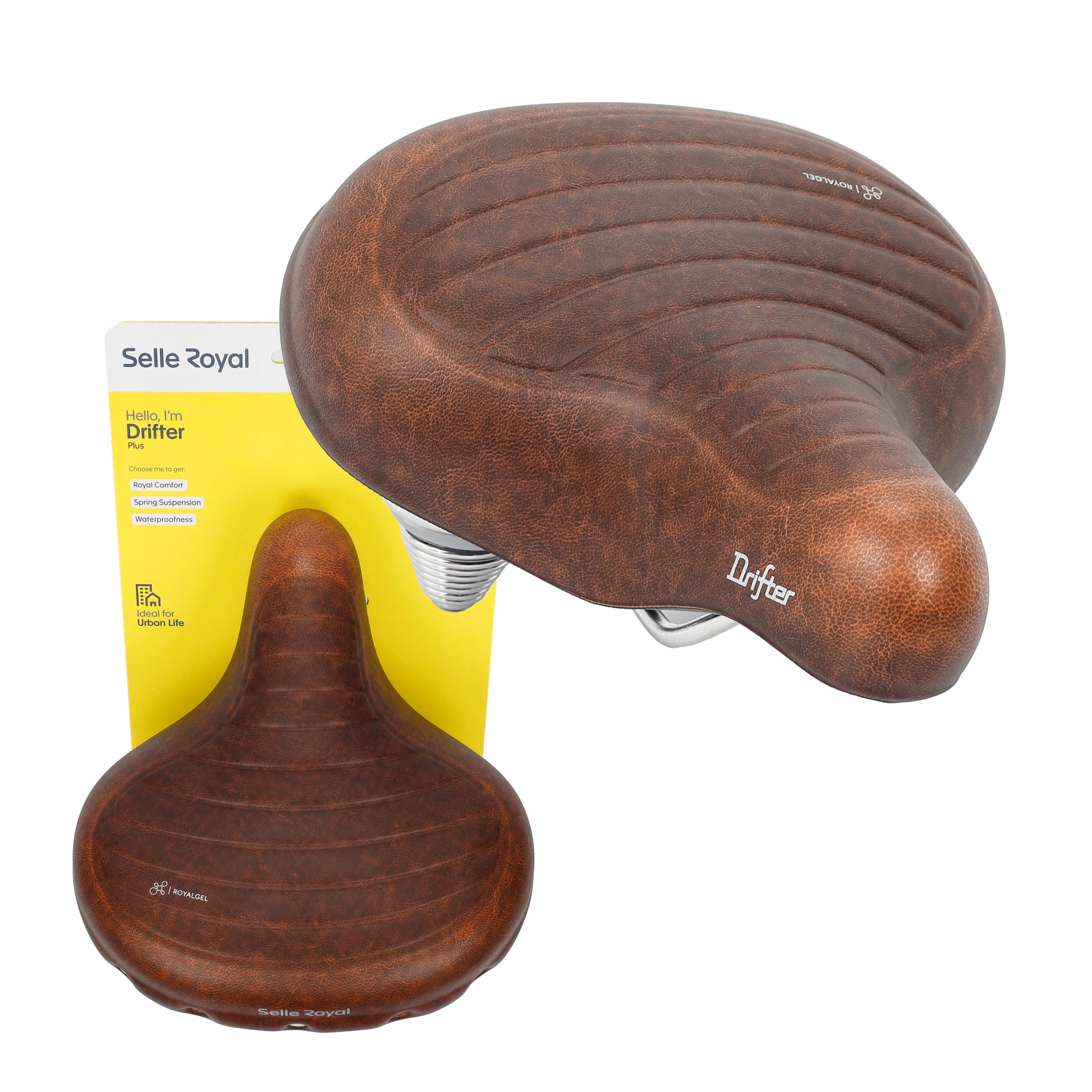 Siodełko rowerowe Selle Royal Damskie Męskie 90 st żelowe Retro brązowe